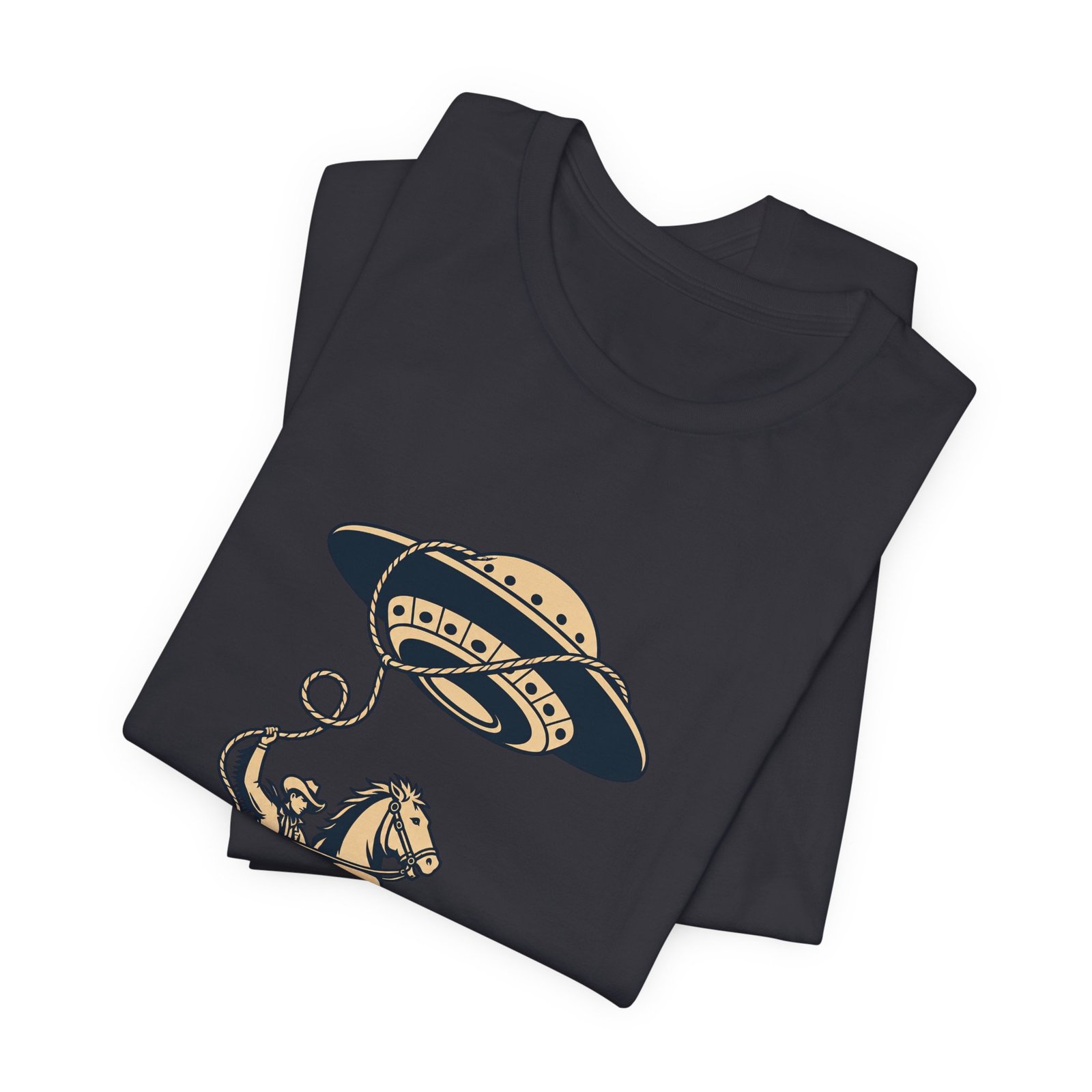 Cowboy Wrangling UFO Western Rodeo Sci Fi Graphic Tee - Image 23