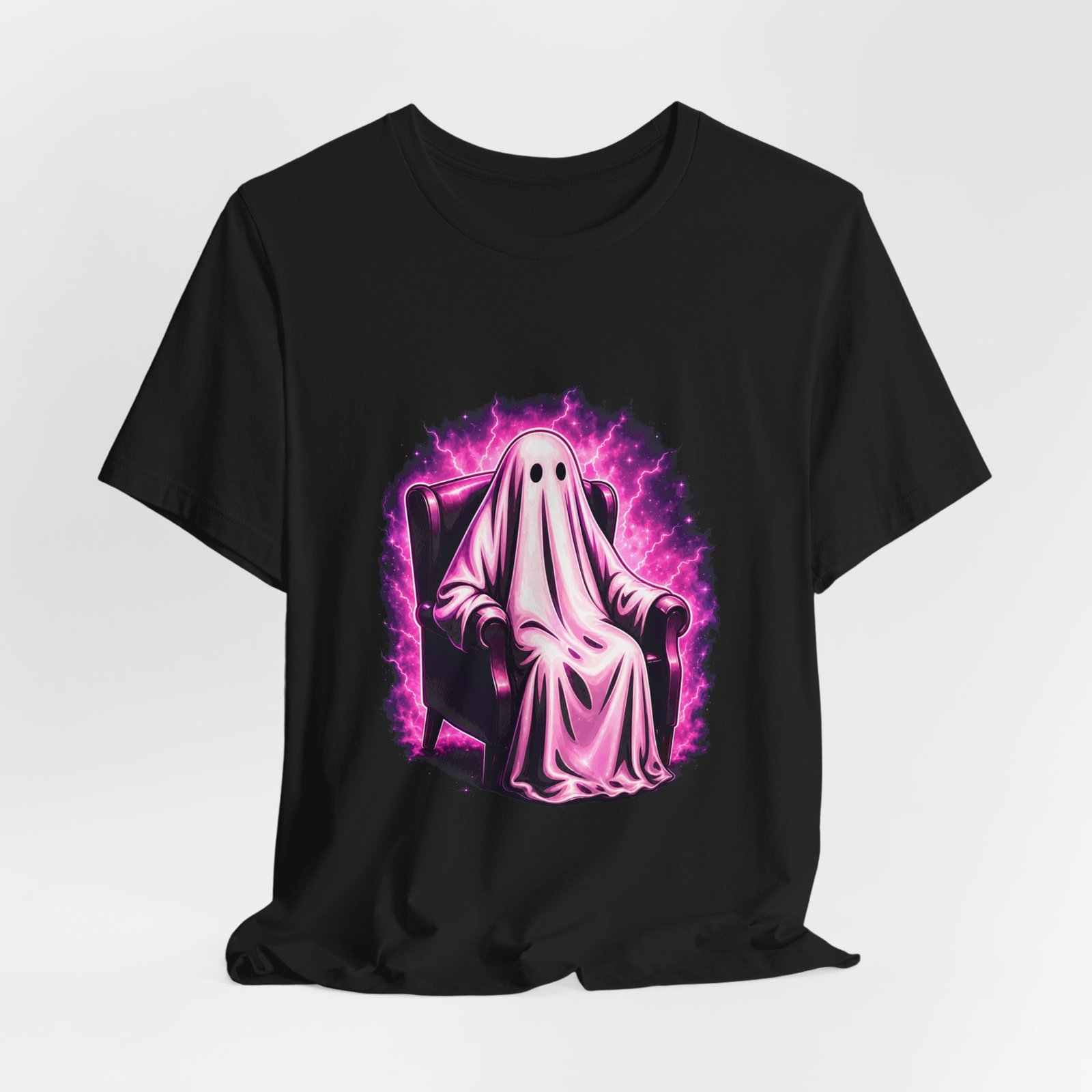 Cute Pink Ghost Armchair Paranormal Lightning Graphic - Image 4