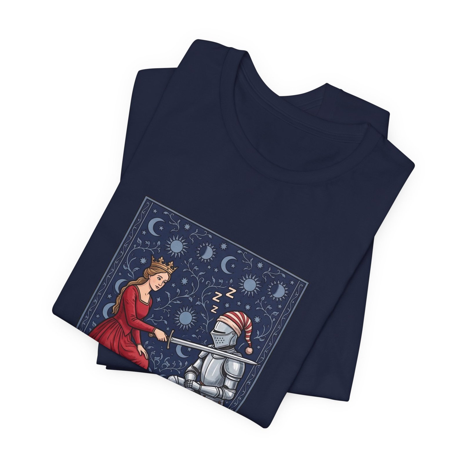 Sleepy Medieval Circadian Knight Humor Graphic Tee - Image 35