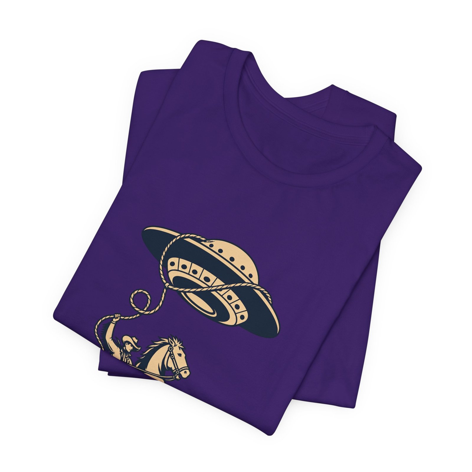 Cowboy Wrangling UFO Western Rodeo Sci Fi Graphic Tee - Image 39
