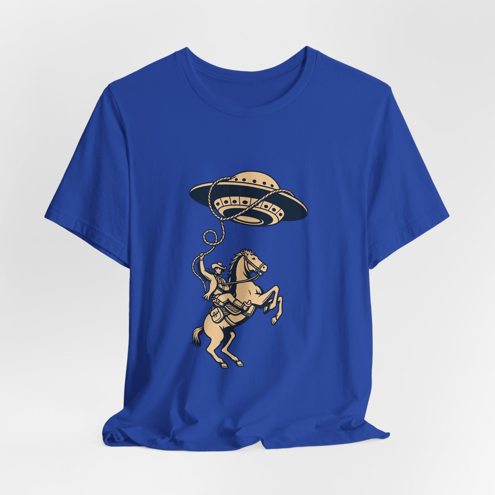 Cowboy Wrangling UFO Western Rodeo Sci Fi Graphic Tee - Image 32