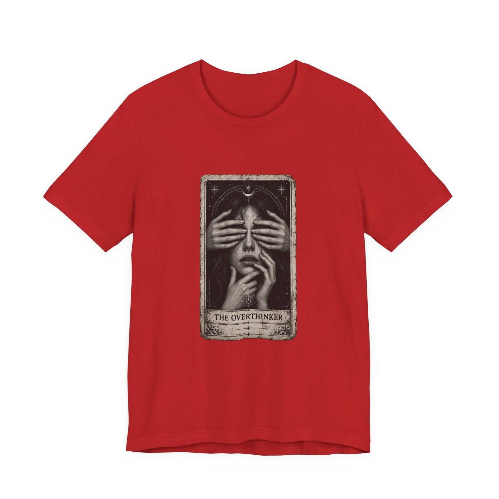 Overthinker Tarot Anxiety Mystic Card Graphic Tee - Image 45