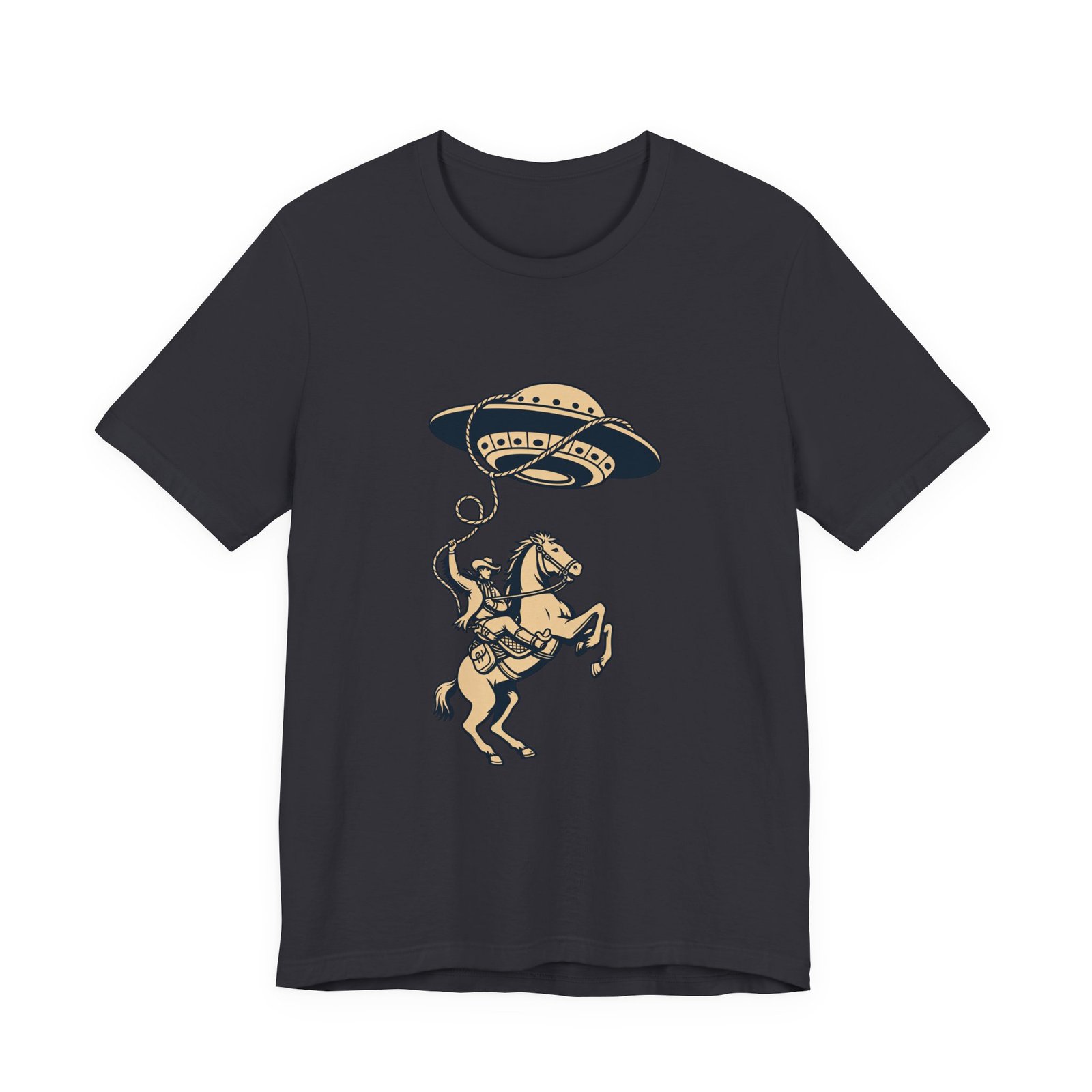 Cowboy Wrangling UFO Western Rodeo Sci Fi Graphic Tee - Image 21