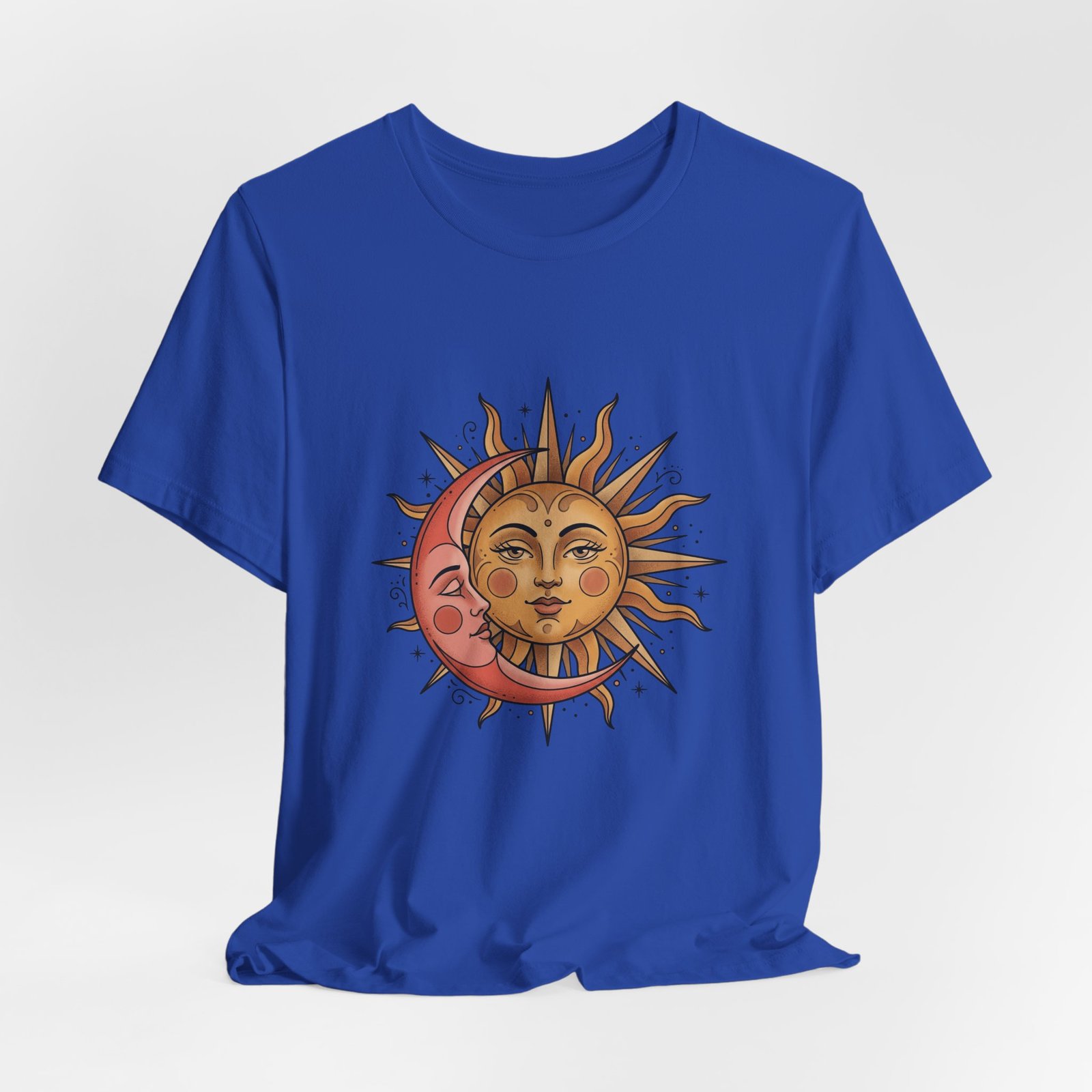 Sun Face Pink Crescent Moon Celestial Stars Graphic Tee - Image 32