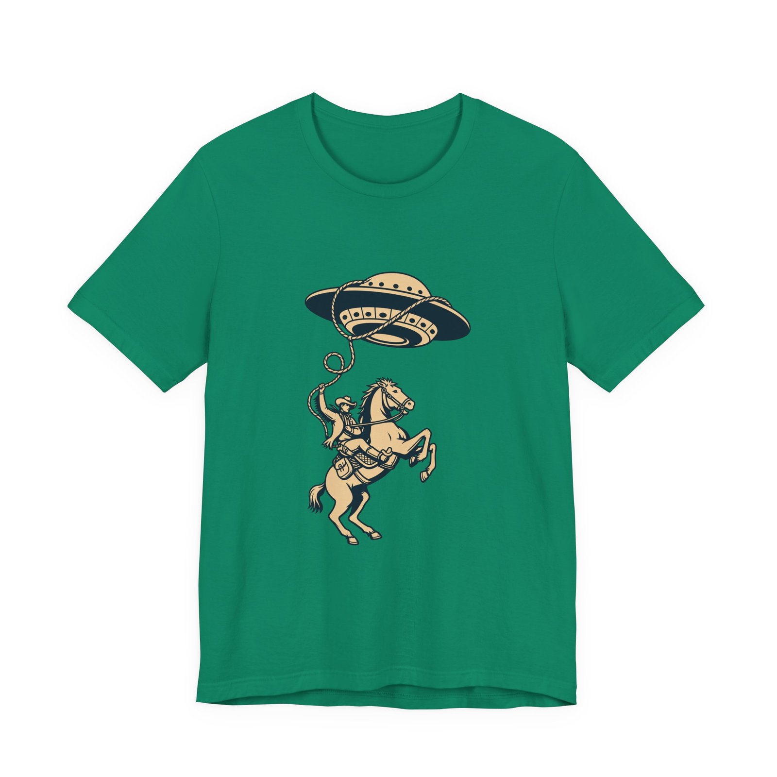 Cowboy Wrangling UFO Western Rodeo Sci Fi Graphic Tee - Image 25