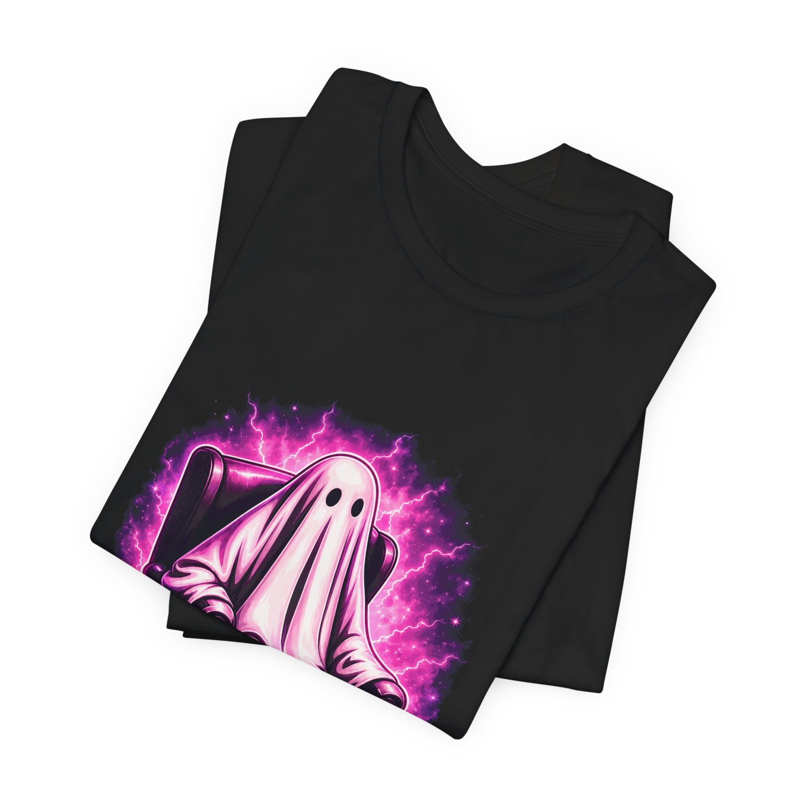 Cute Pink Ghost Armchair Paranormal Lightning Graphic - Image 3