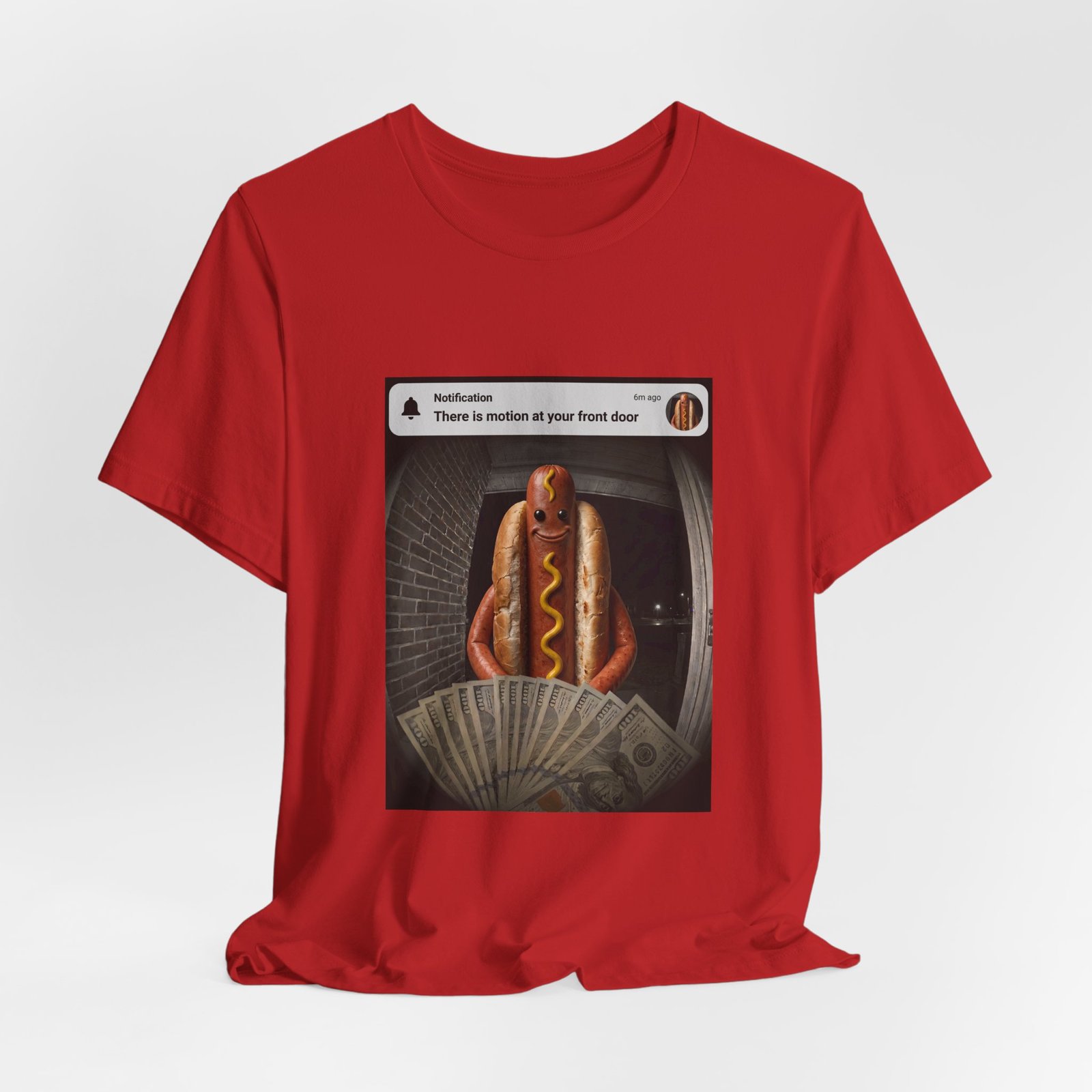 Hot Dog Front Door Motion Alert Dog Humor Tee - Image 48