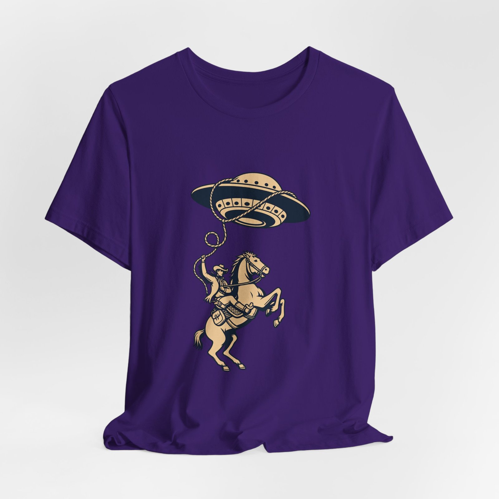 Cowboy Wrangling UFO Western Rodeo Sci Fi Graphic Tee - Image 40