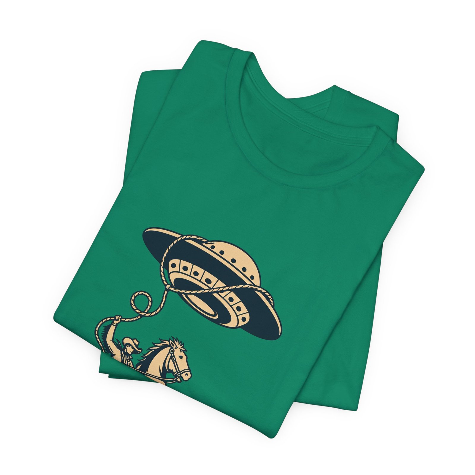 Cowboy Wrangling UFO Western Rodeo Sci Fi Graphic Tee - Image 27