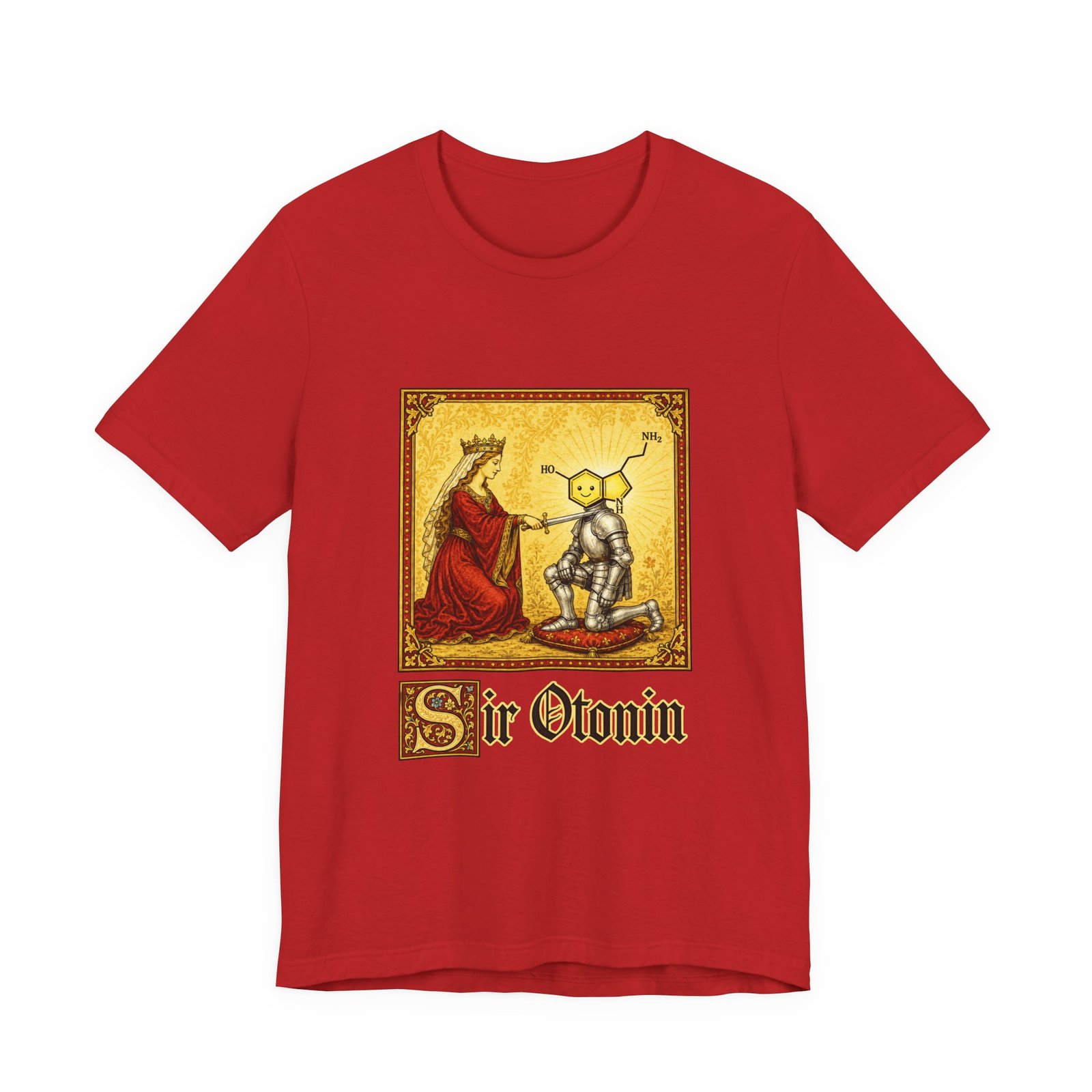 Sir Otonin Serotonin Knight Medieval Pun Graphic Top - Image 45