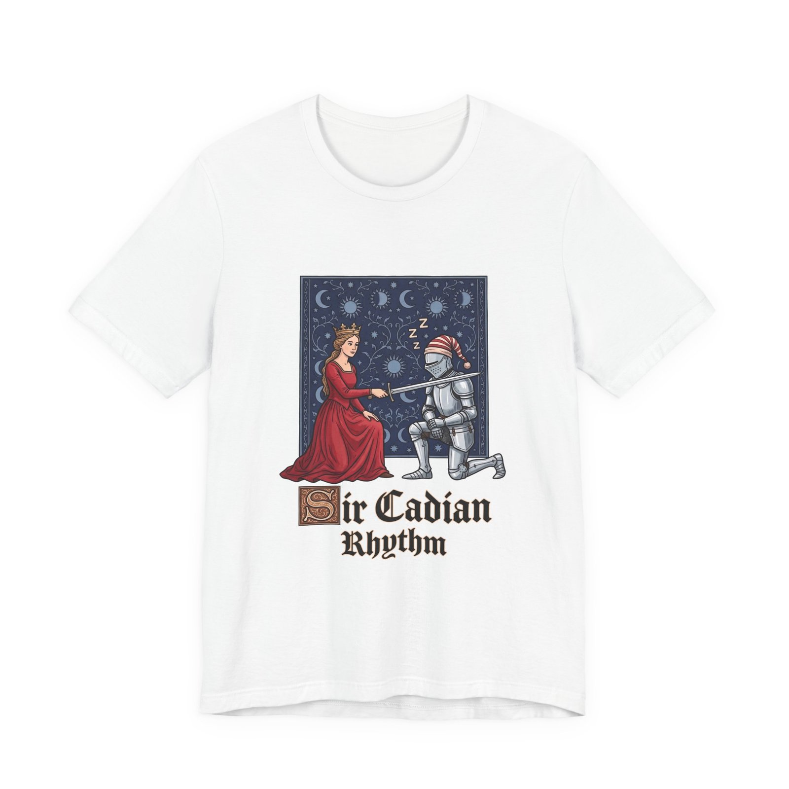 Sleepy Medieval Circadian Knight Humor Graphic Tee