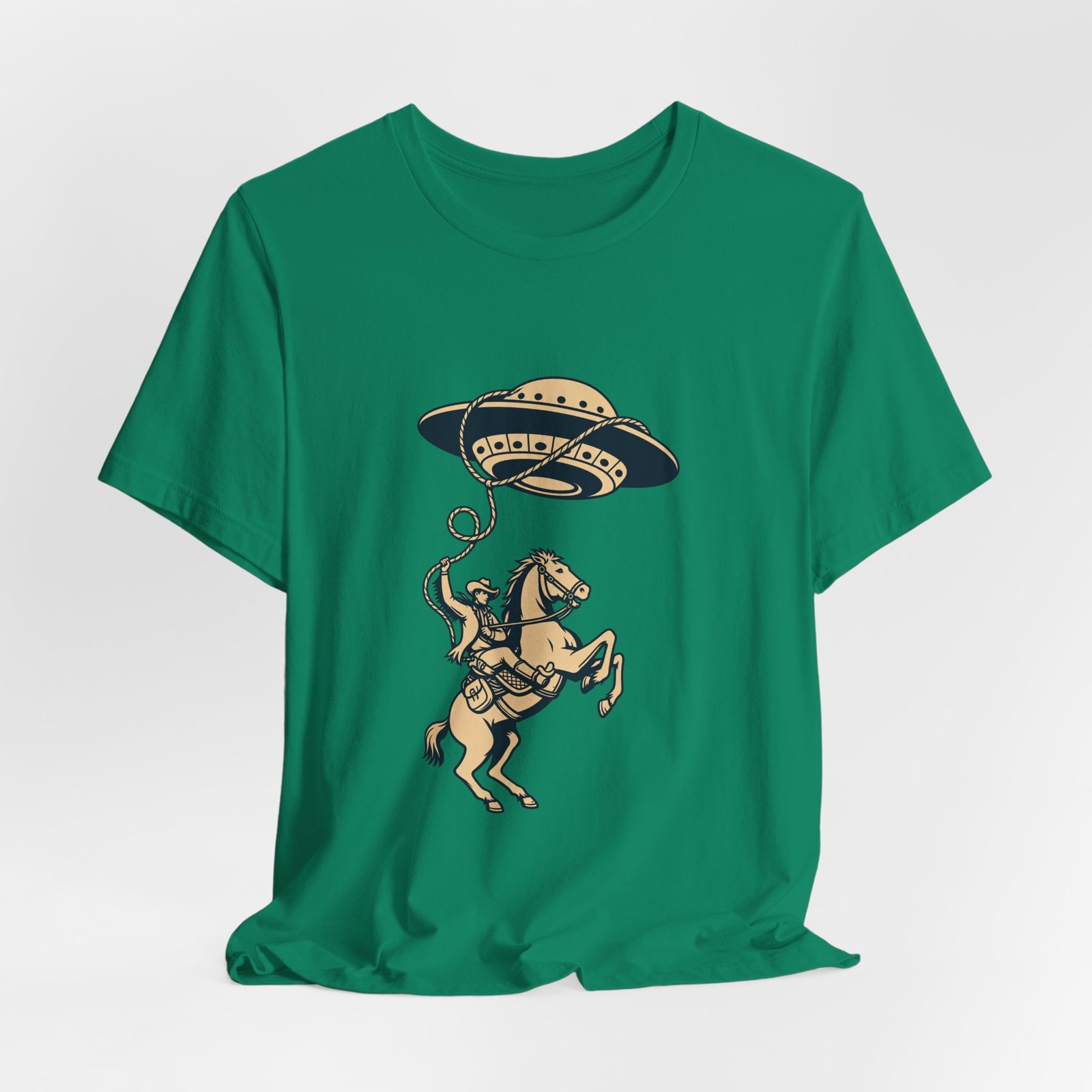 Cowboy Wrangling UFO Western Rodeo Sci Fi Graphic Tee - Image 28