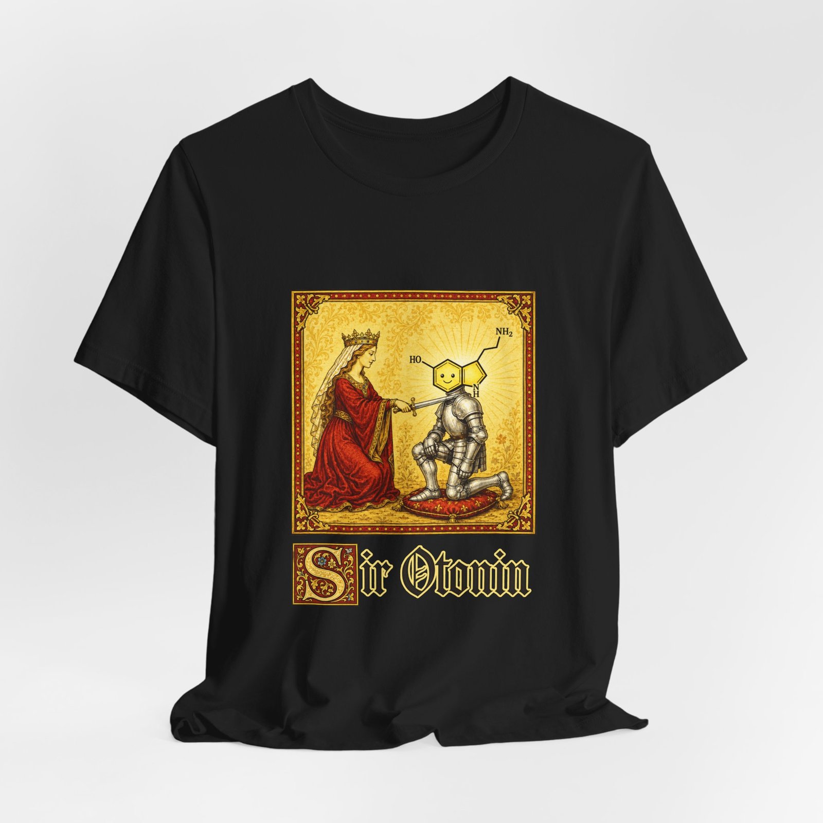 Sir Otonin Serotonin Knight Medieval Pun Graphic Top - Image 16