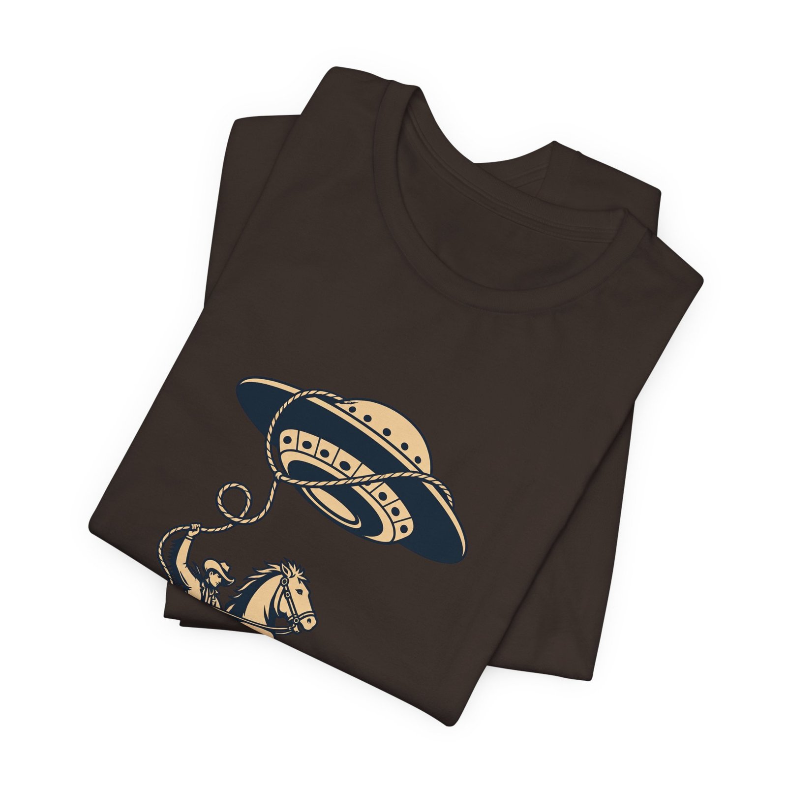 Cowboy Wrangling UFO Western Rodeo Sci Fi Graphic Tee - Image 11