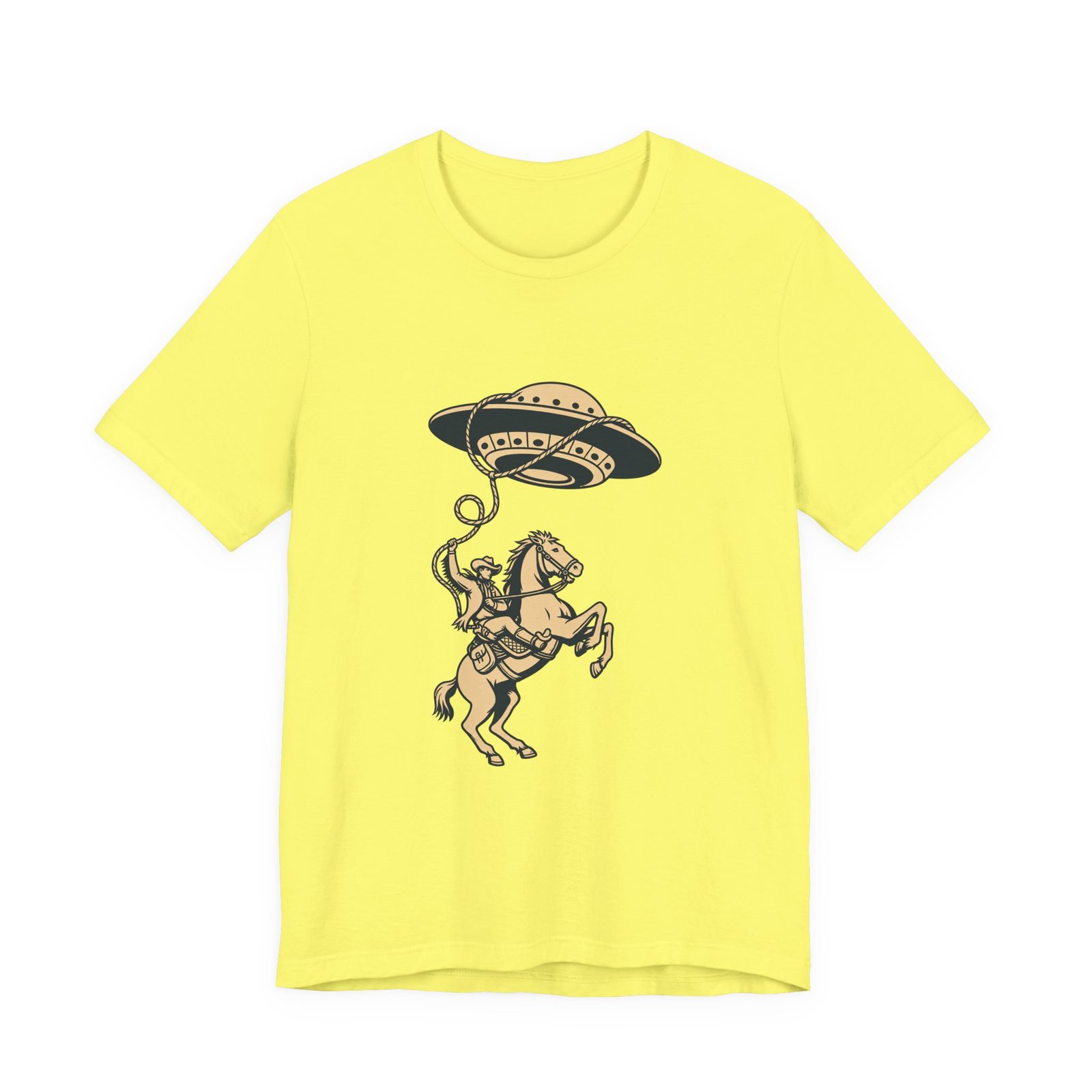 Cowboy Wrangling UFO Western Rodeo Sci Fi Graphic Tee - Image 17