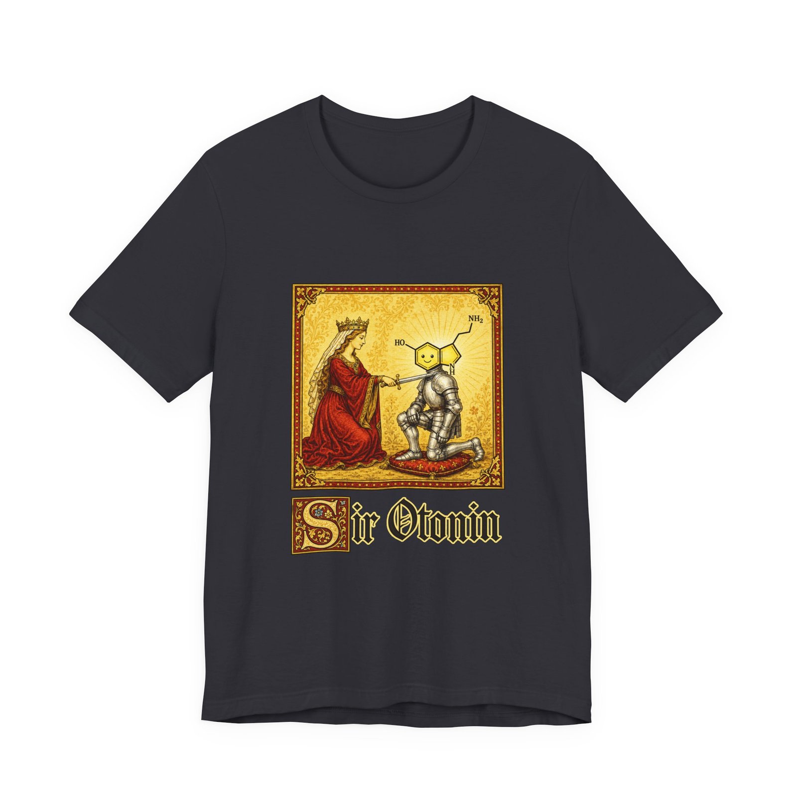 Sir Otonin Serotonin Knight Medieval Pun Graphic Top - Image 21