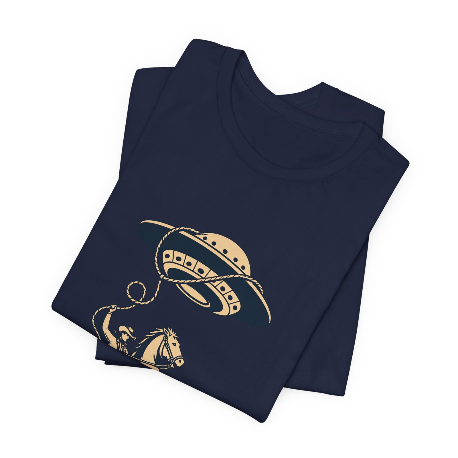 Cowboy Wrangling UFO Western Rodeo Sci Fi Graphic Tee - Image 35