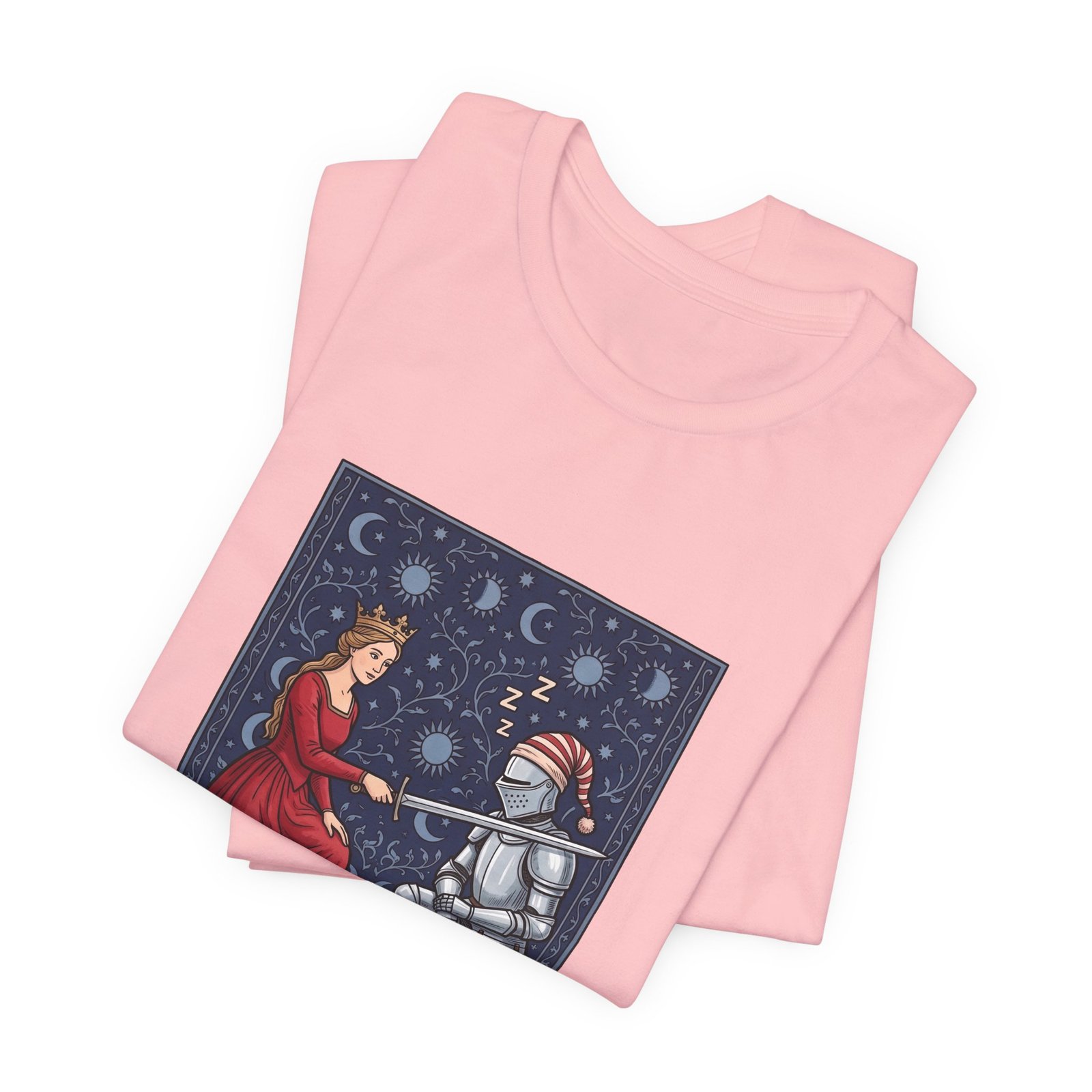 Sleepy Medieval Circadian Knight Humor Graphic Tee - Image 43