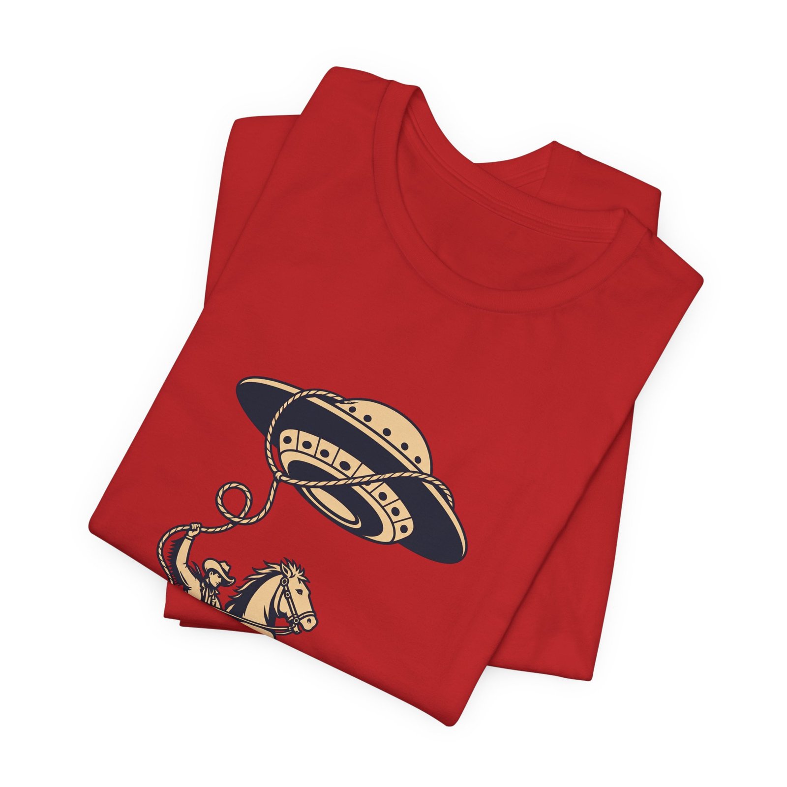 Cowboy Wrangling UFO Western Rodeo Sci Fi Graphic Tee - Image 47