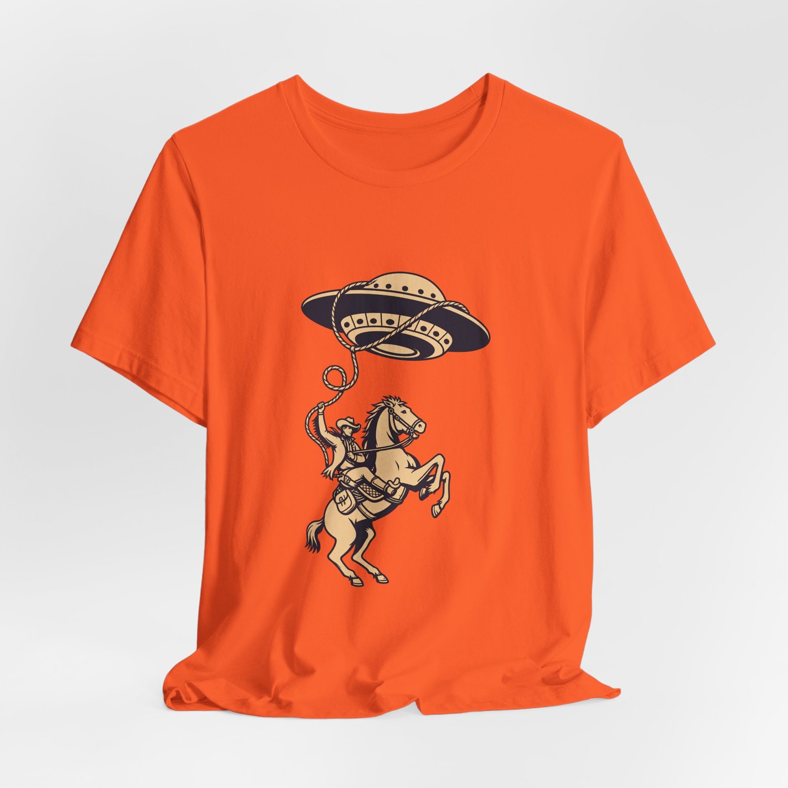Cowboy Wrangling UFO Western Rodeo Sci Fi Graphic Tee - Image 8