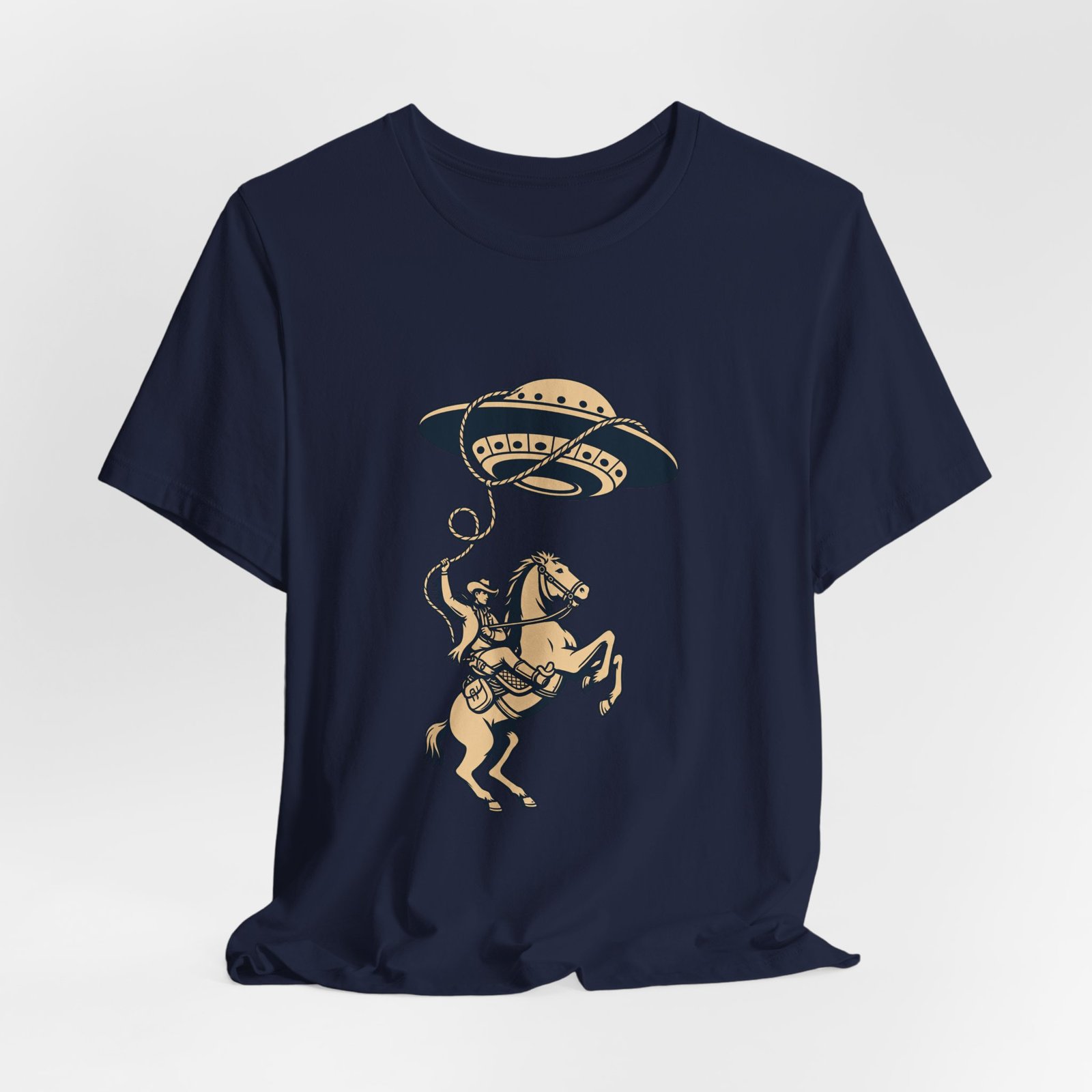 Cowboy Wrangling UFO Western Rodeo Sci Fi Graphic Tee - Image 36