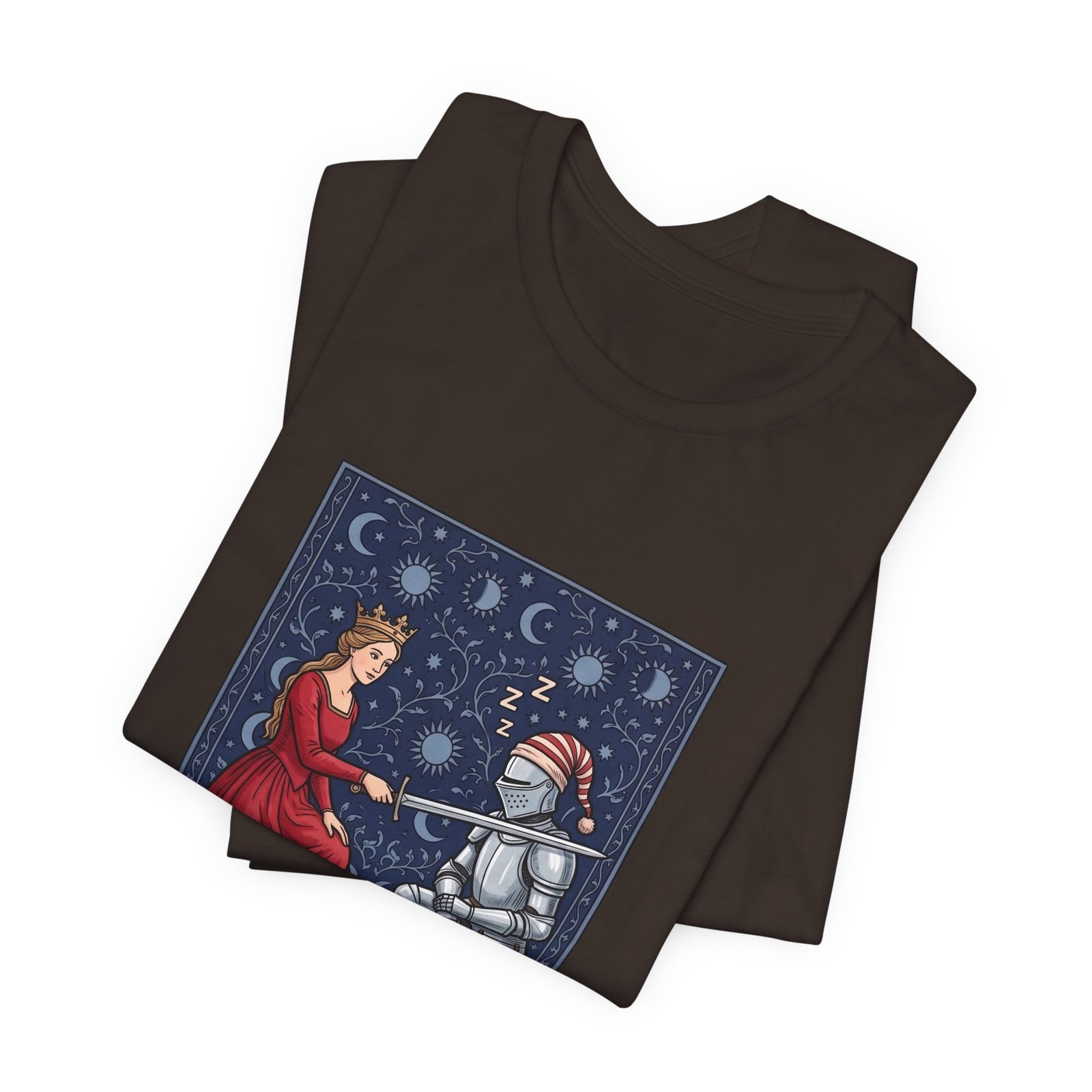Sleepy Medieval Circadian Knight Humor Graphic Tee - Image 11