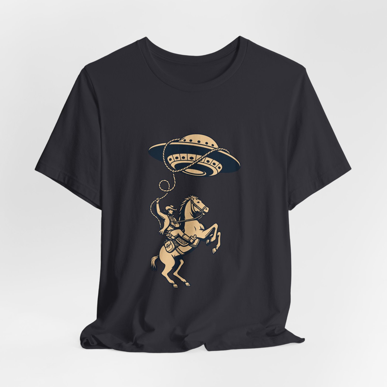Cowboy Wrangling UFO Western Rodeo Sci Fi Graphic Tee - Image 24