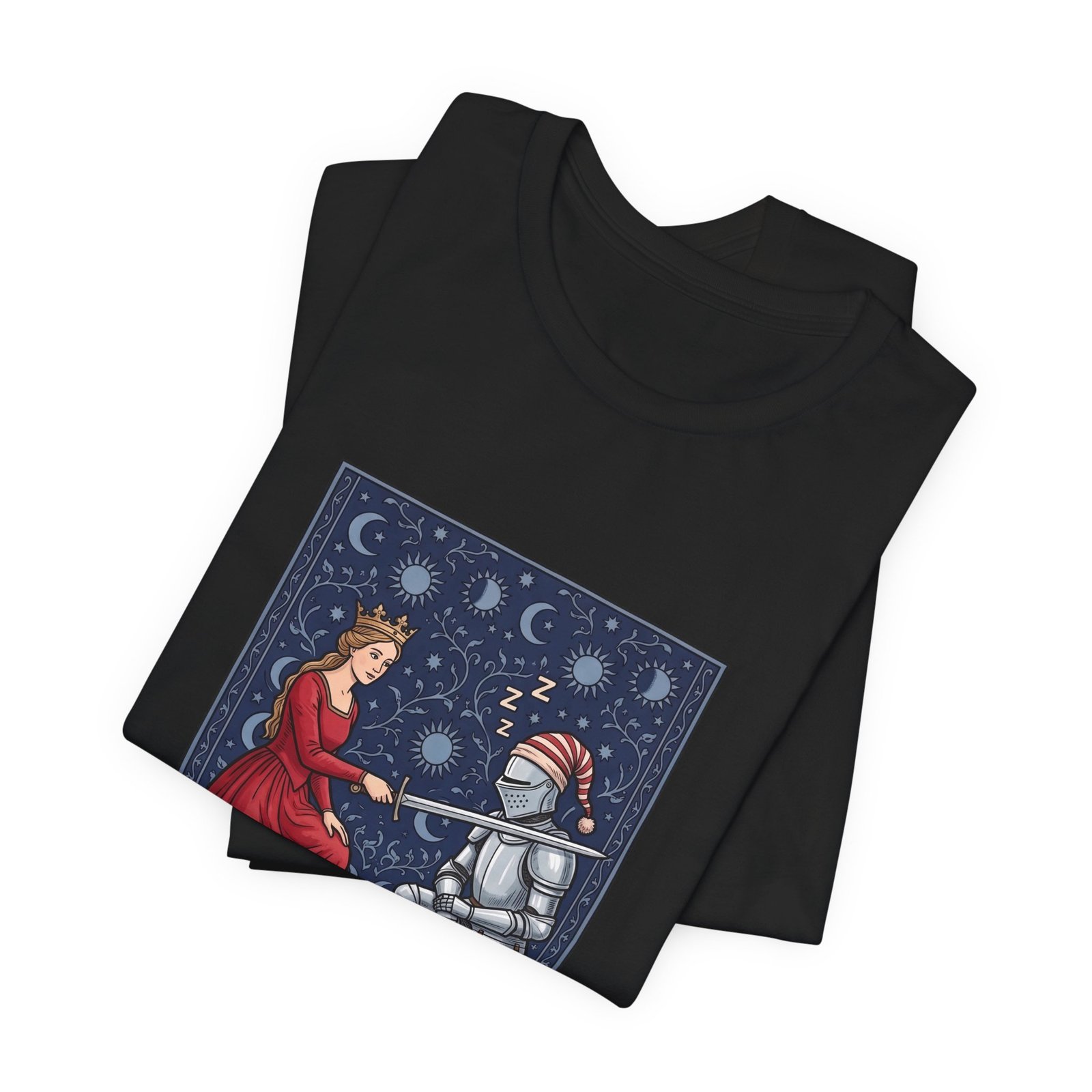 Sleepy Medieval Circadian Knight Humor Graphic Tee - Image 15