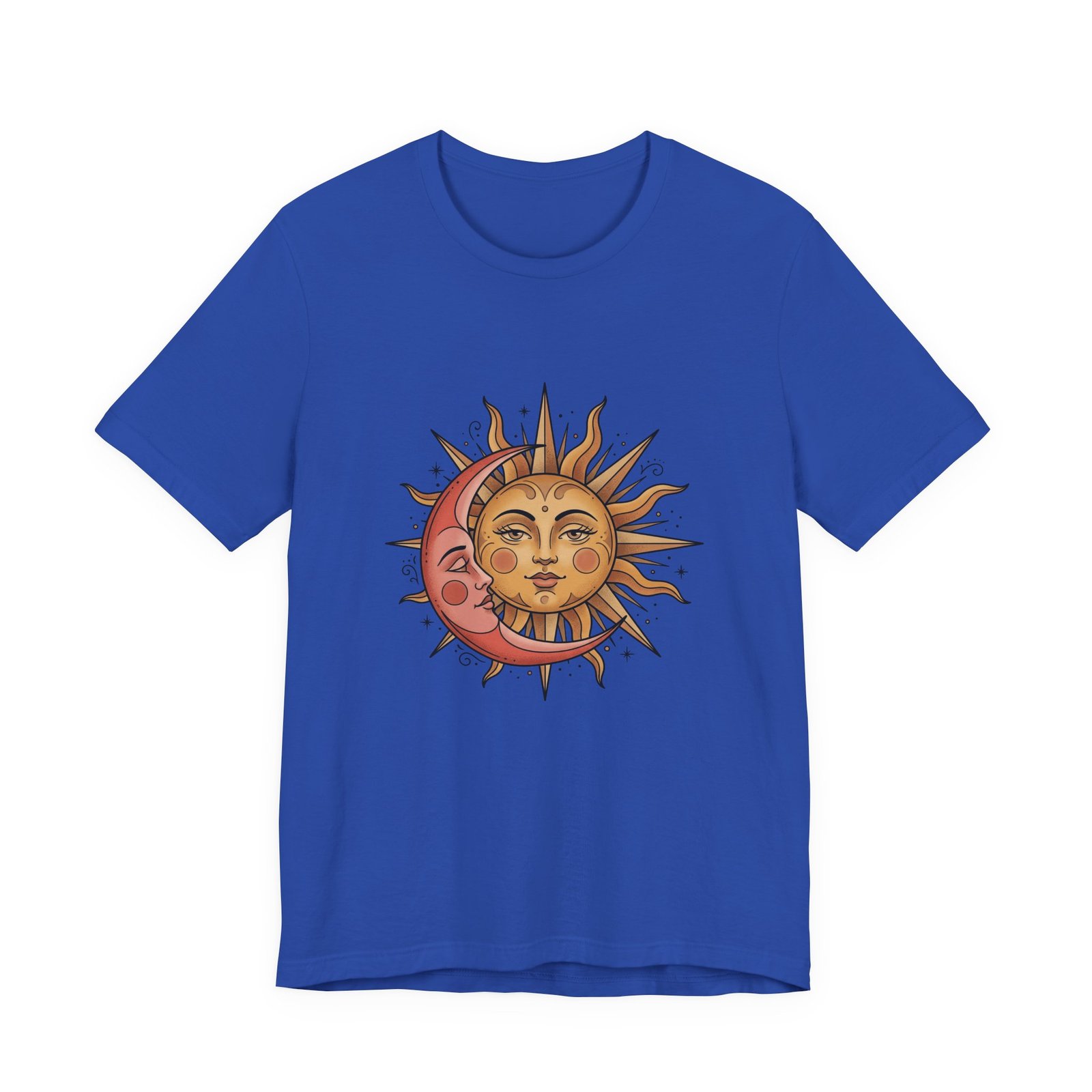 Sun Face Pink Crescent Moon Celestial Stars Graphic Tee - Image 29
