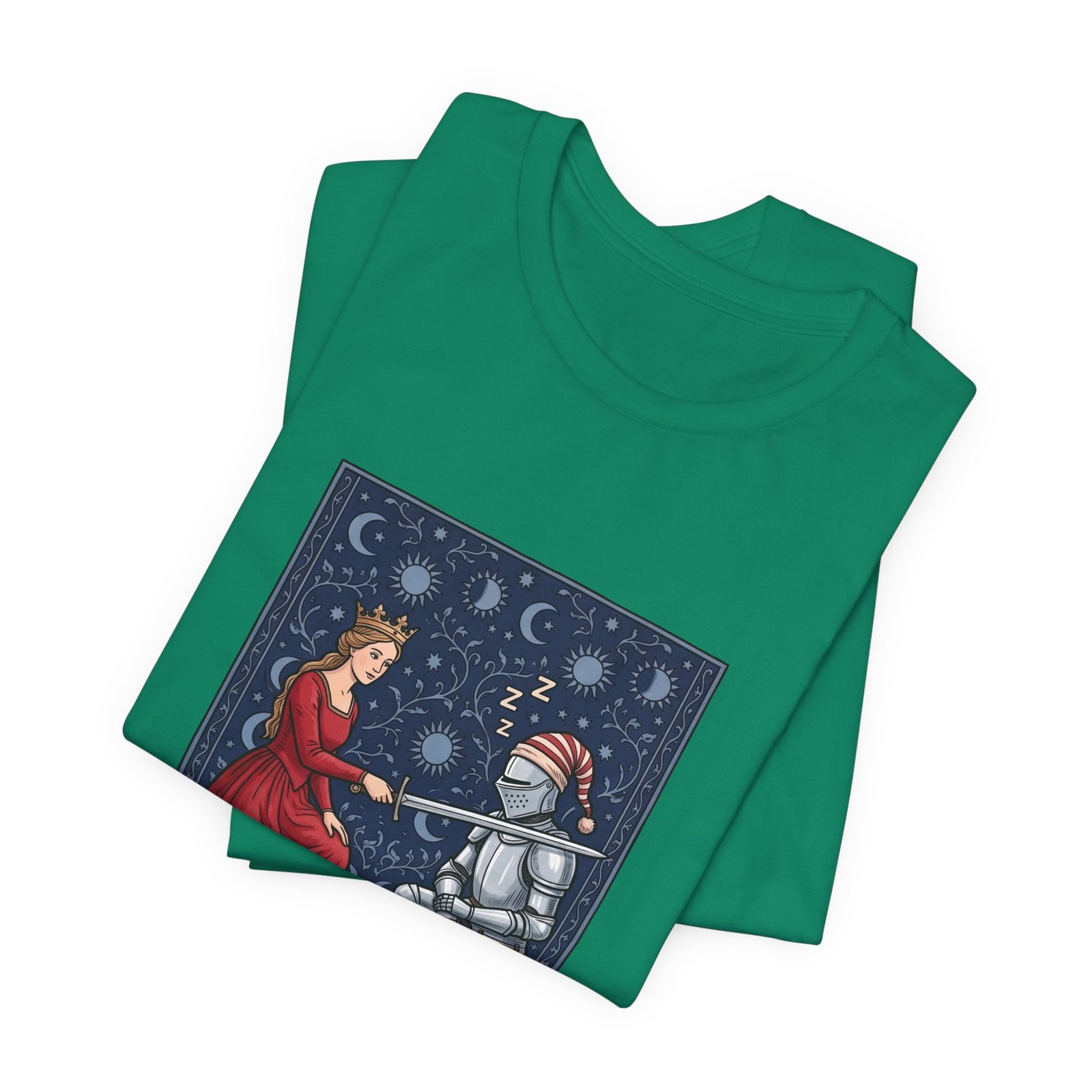 Sleepy Medieval Circadian Knight Humor Graphic Tee - Image 27