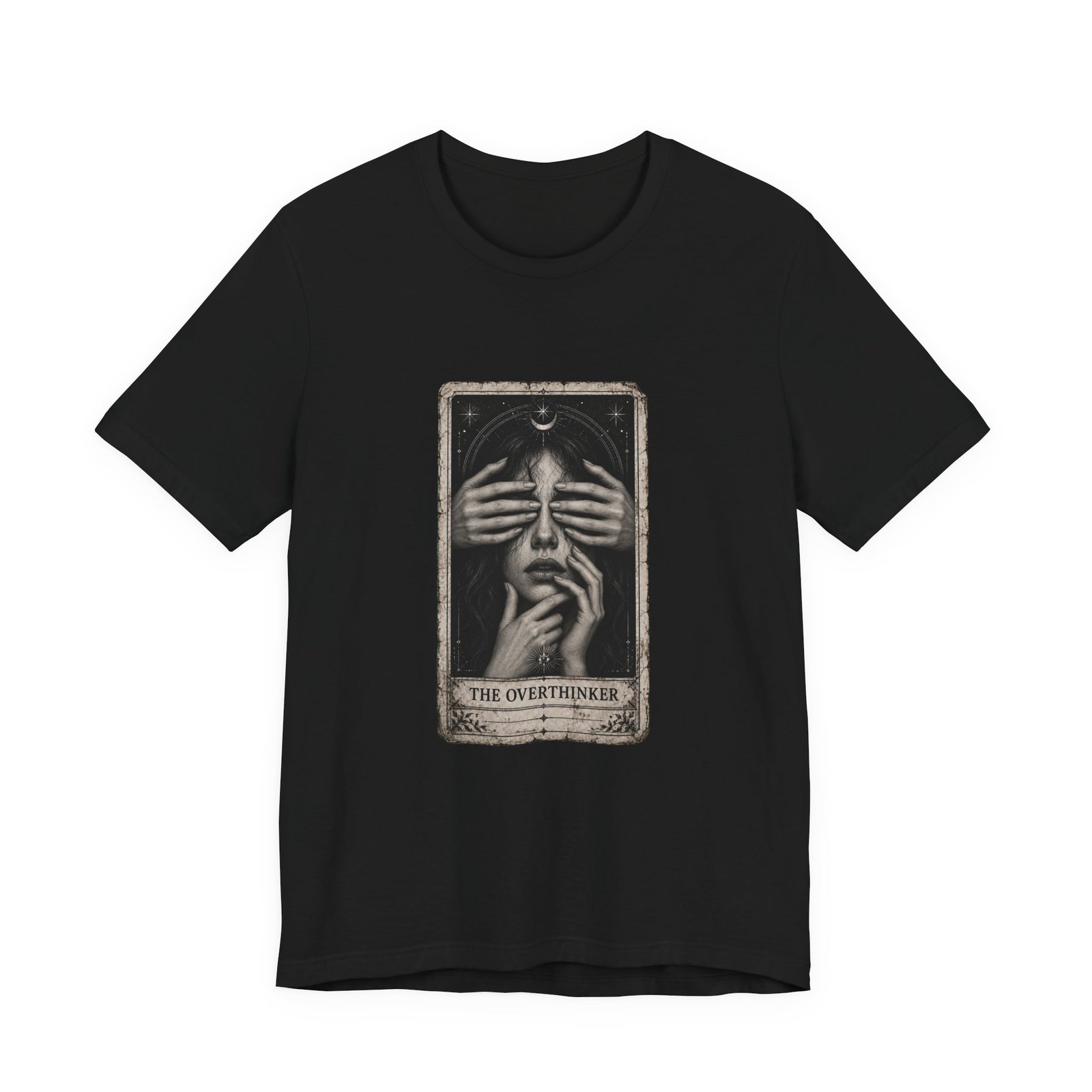 Overthinker Tarot Anxiety Mystic Card Graphic Tee - Image 13