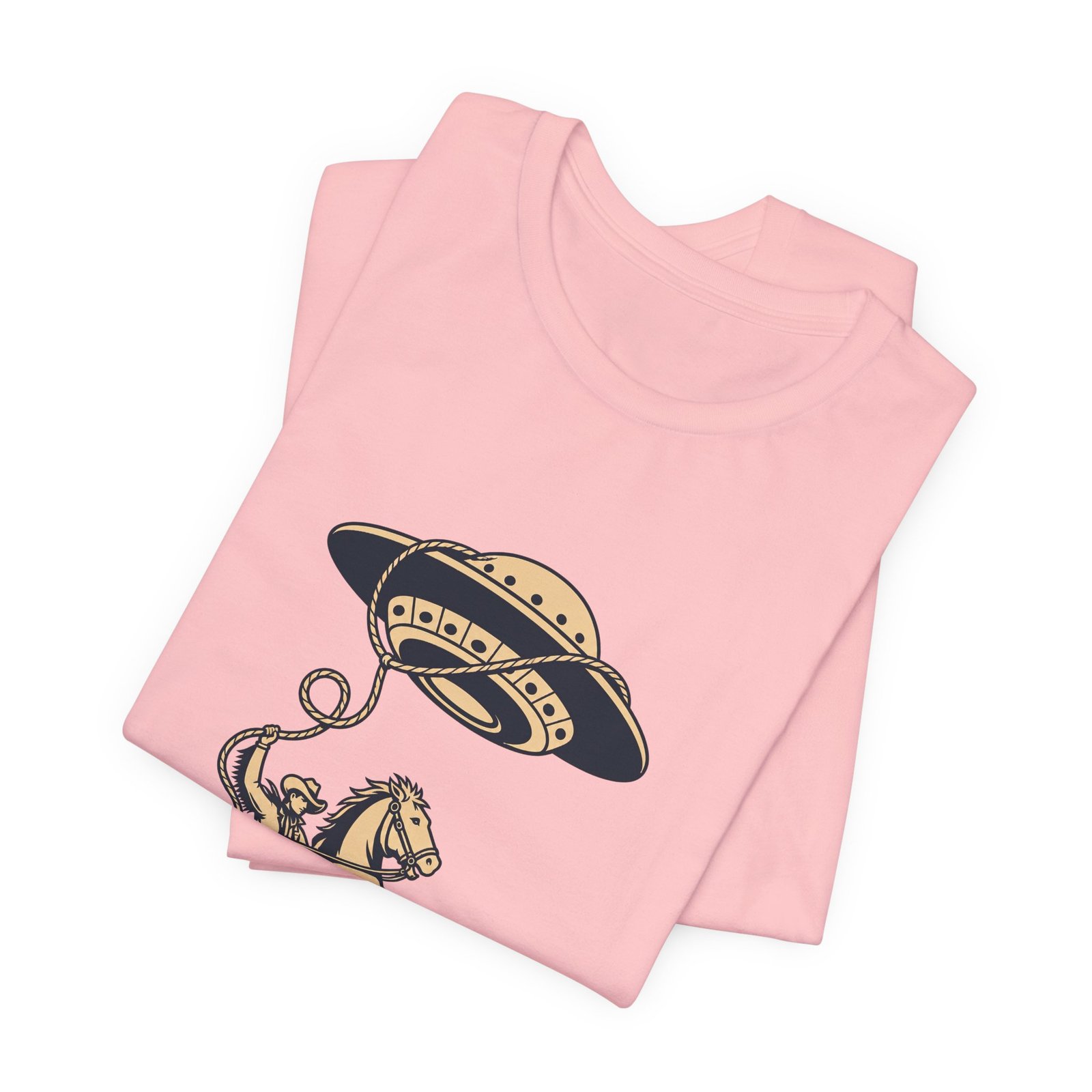 Cowboy Wrangling UFO Western Rodeo Sci Fi Graphic Tee - Image 43