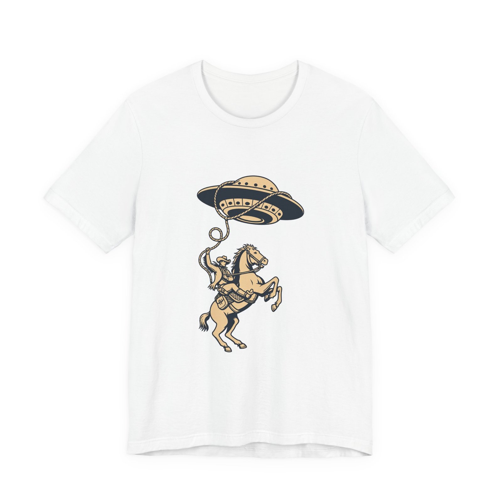Cowboy Wrangling UFO Western Rodeo Sci Fi Graphic Tee