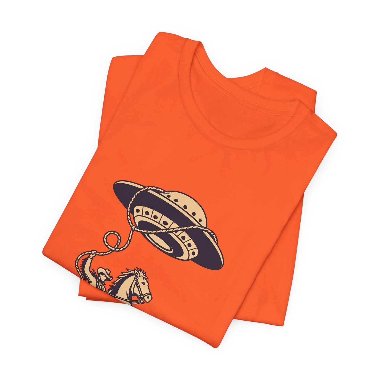 Cowboy Wrangling UFO Western Rodeo Sci Fi Graphic Tee - Image 7