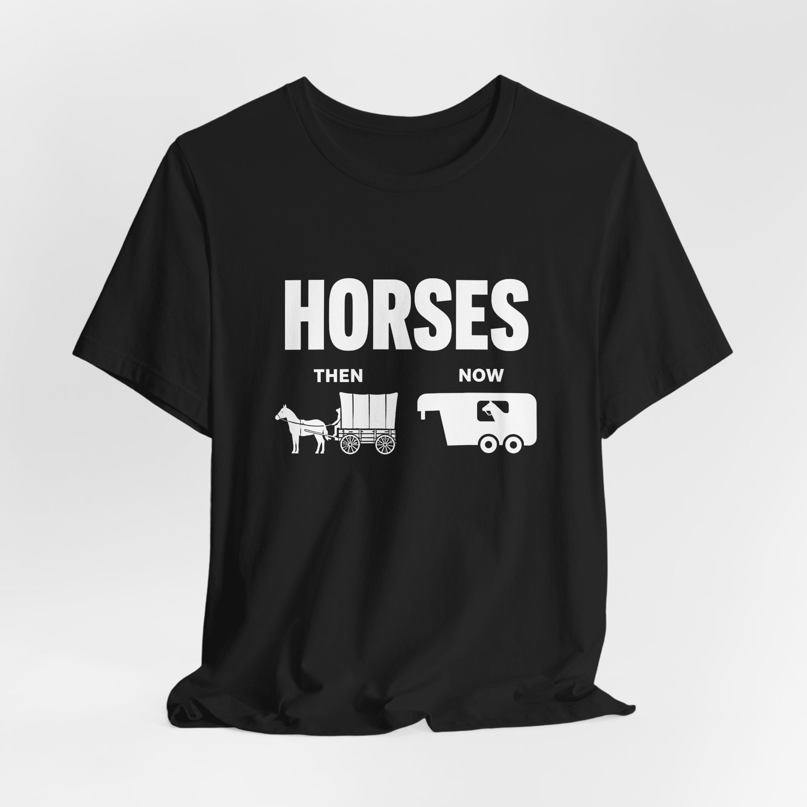 Horses Then and Now Funny Equestrian Graphic Tee - Image 8