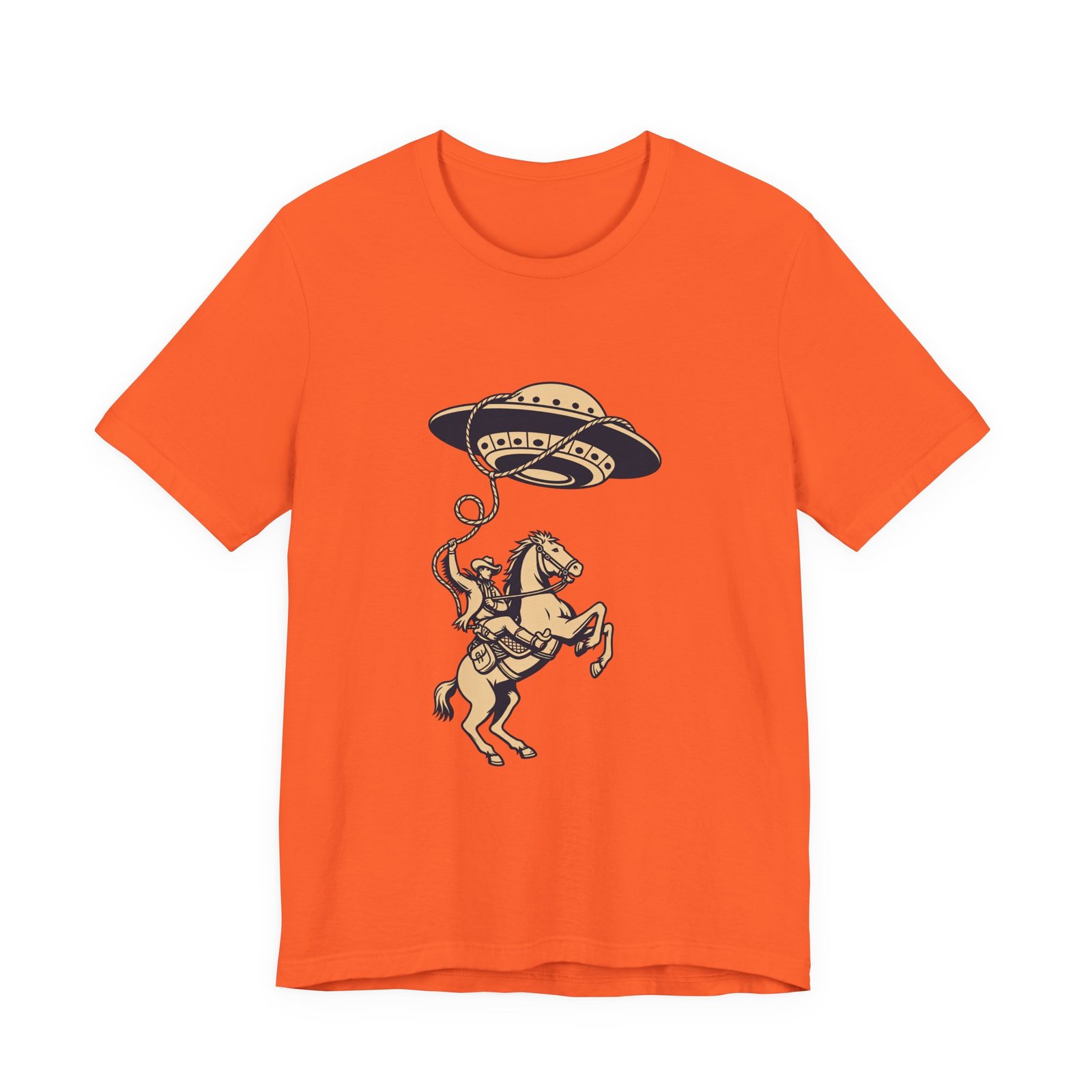 Cowboy Wrangling UFO Western Rodeo Sci Fi Graphic Tee - Image 5