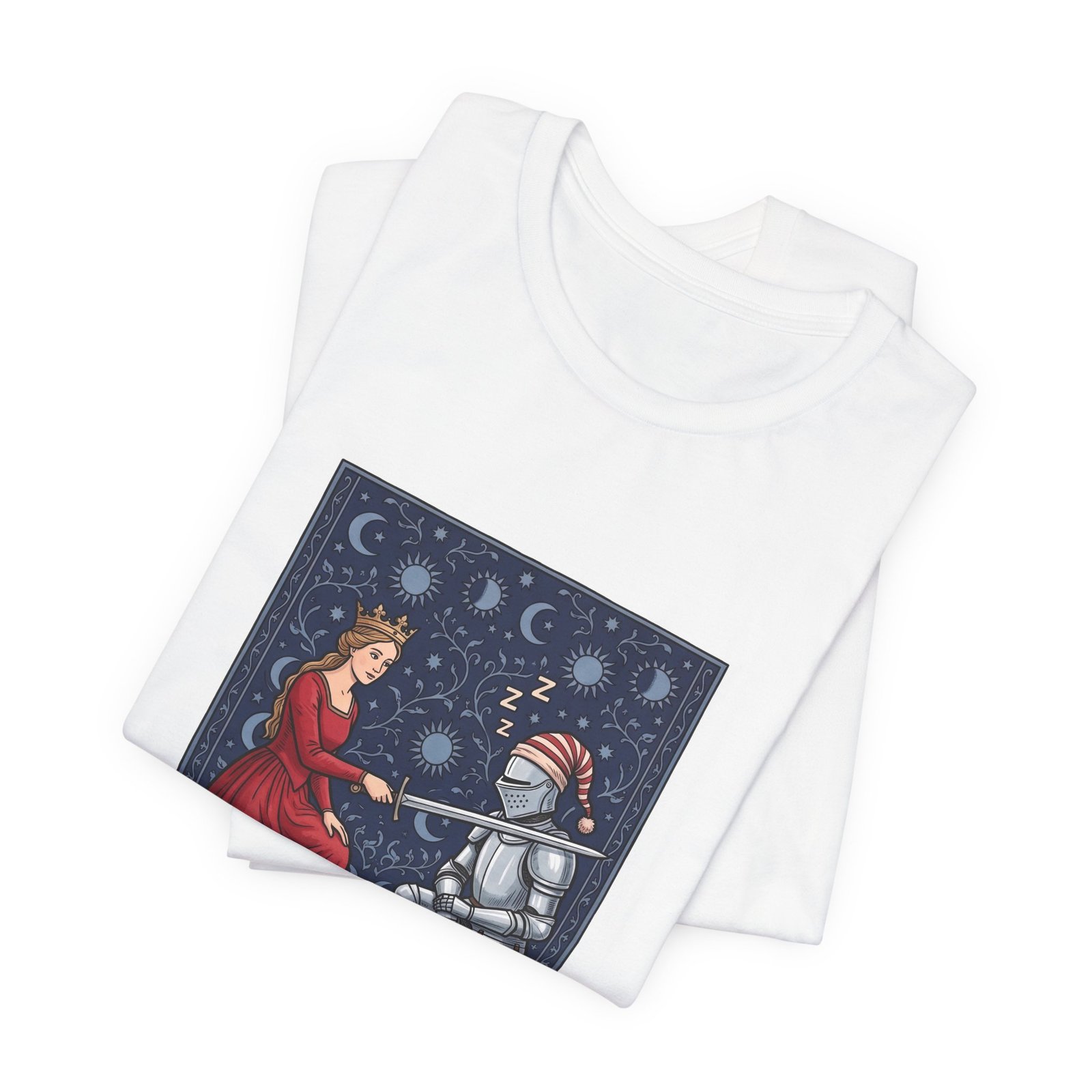 Sleepy Medieval Circadian Knight Humor Graphic Tee - Image 3