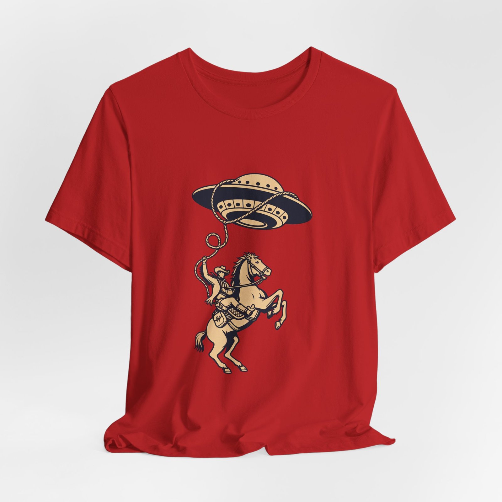 Cowboy Wrangling UFO Western Rodeo Sci Fi Graphic Tee - Image 48