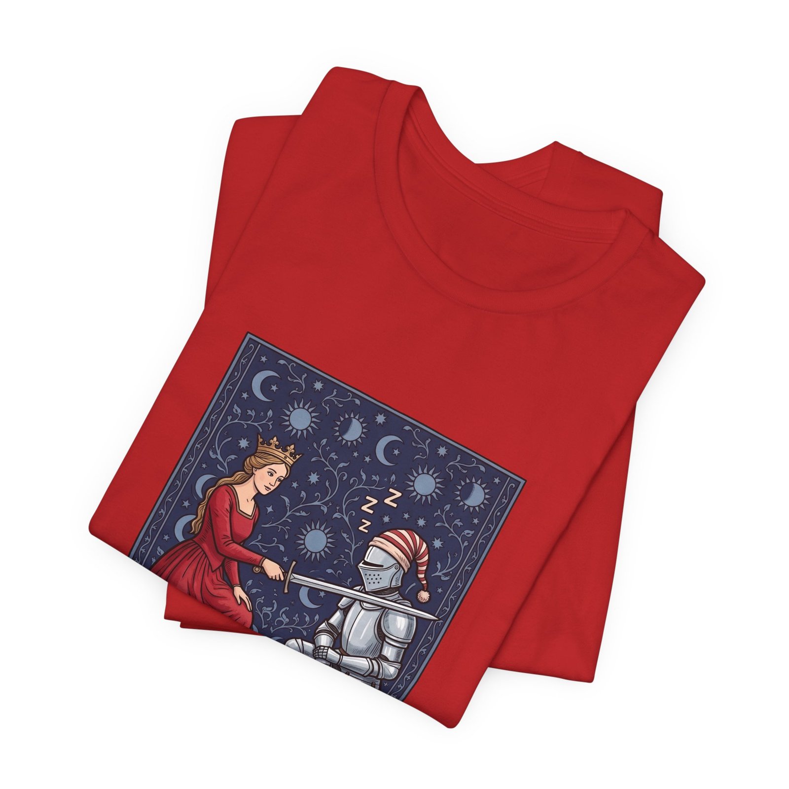 Sleepy Medieval Circadian Knight Humor Graphic Tee - Image 47