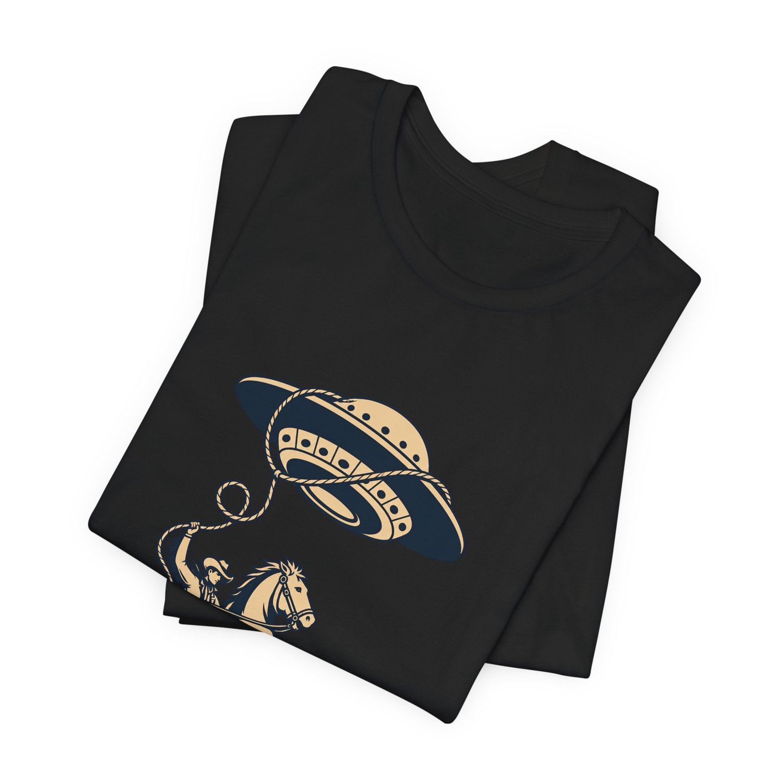 Cowboy Wrangling UFO Western Rodeo Sci Fi Graphic Tee - Image 15