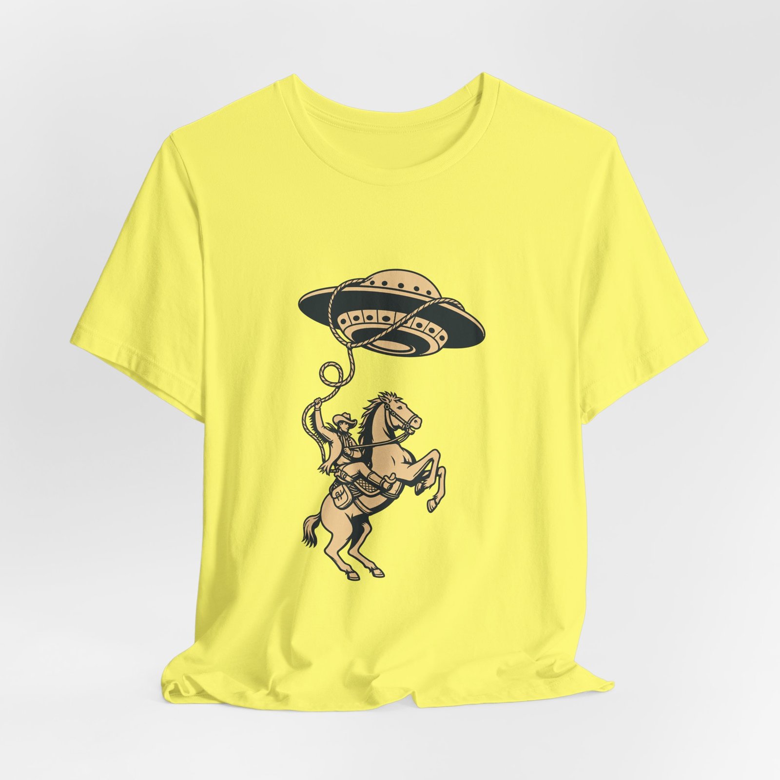 Cowboy Wrangling UFO Western Rodeo Sci Fi Graphic Tee - Image 20
