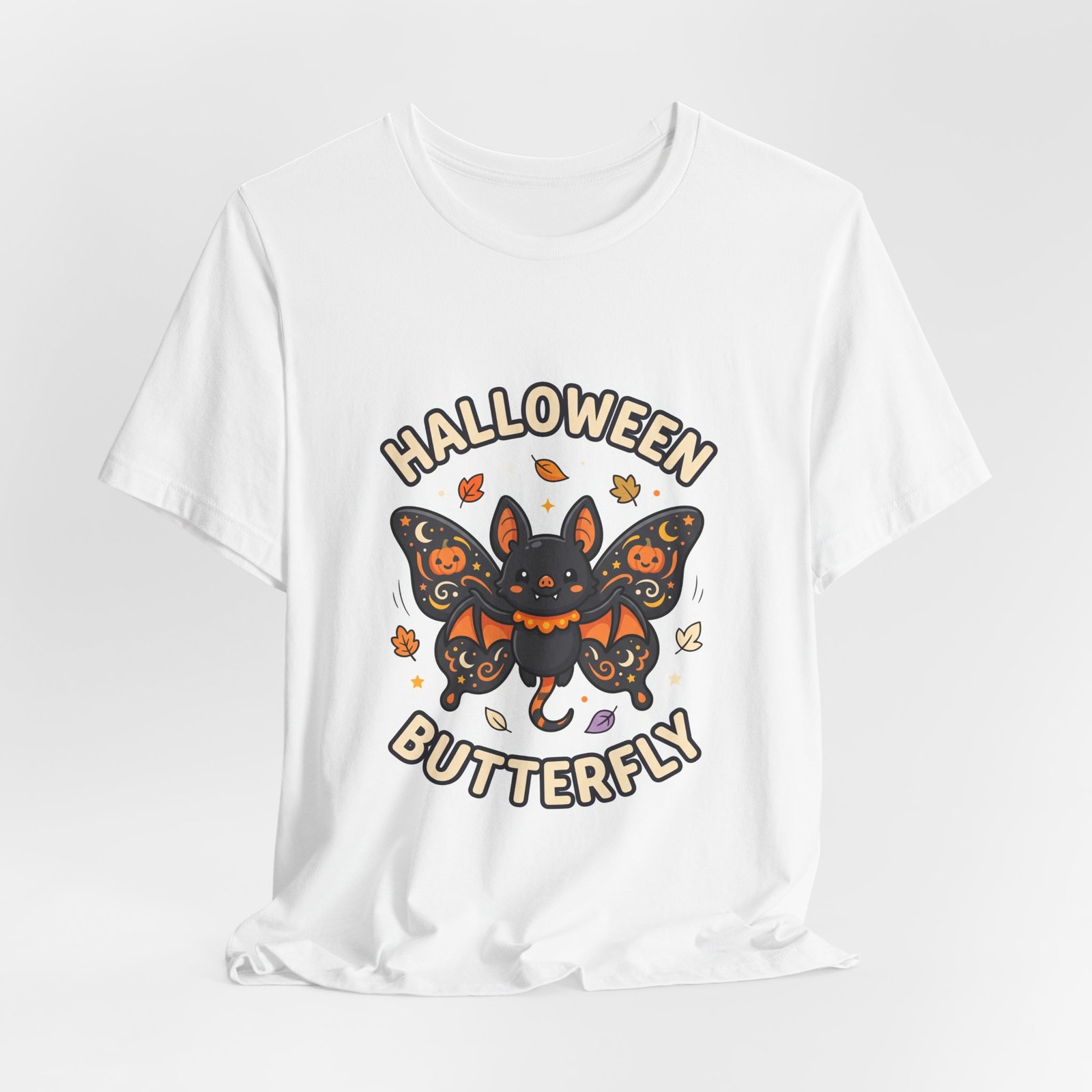 Cute Spooky Halloween Butterfly Bat Graphic Tee - Image 4