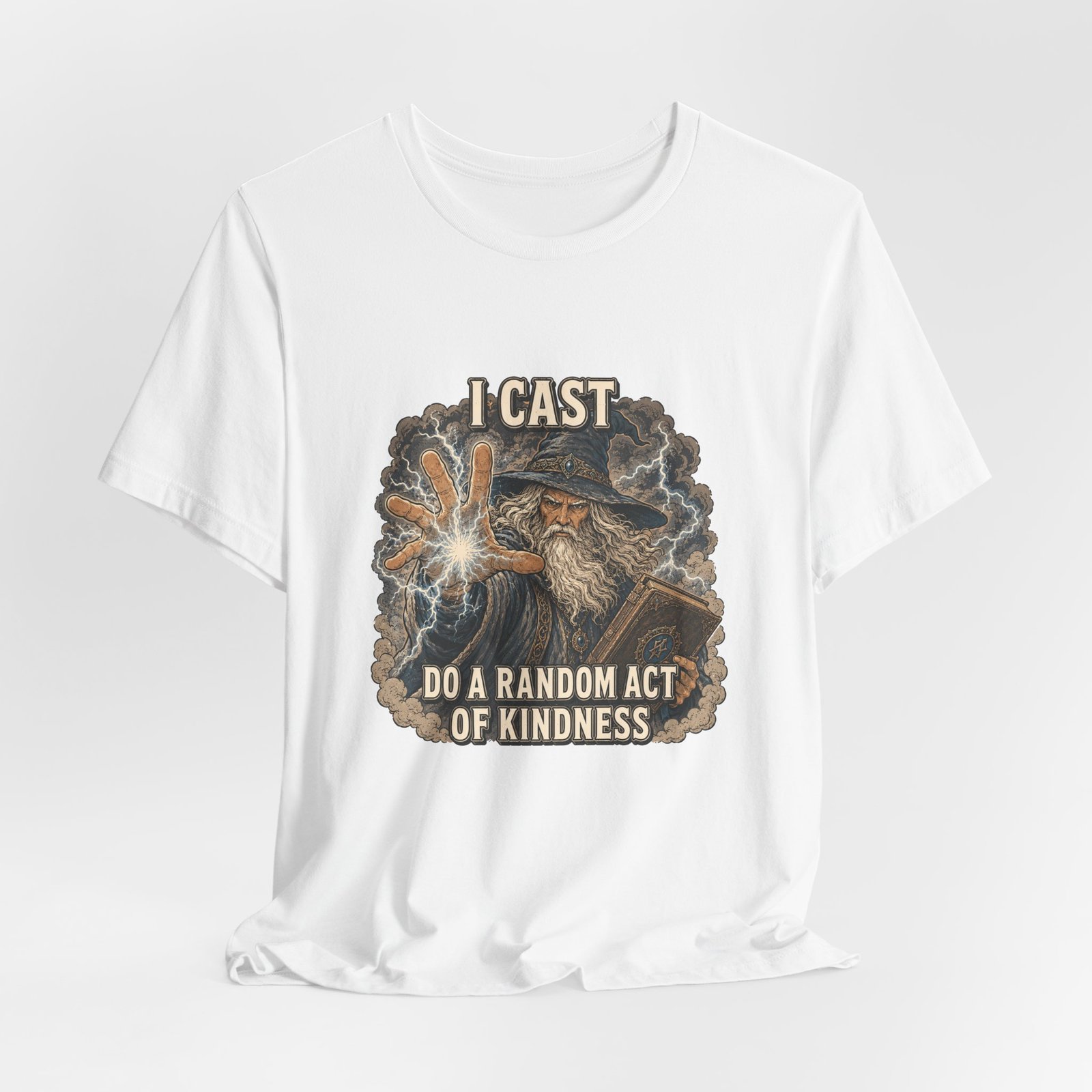 I Cast Random Act Of Kindness Wizard Magic Spell Tee - Image 4