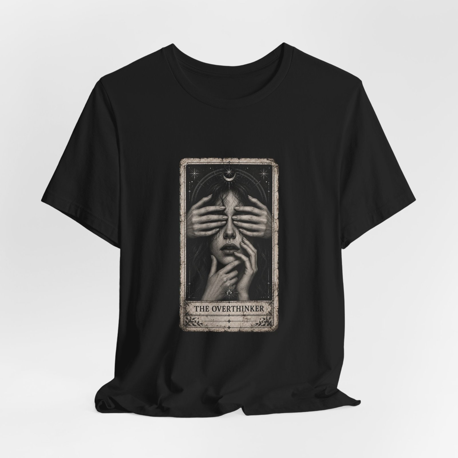 Overthinker Tarot Anxiety Mystic Card Graphic Tee - Image 16