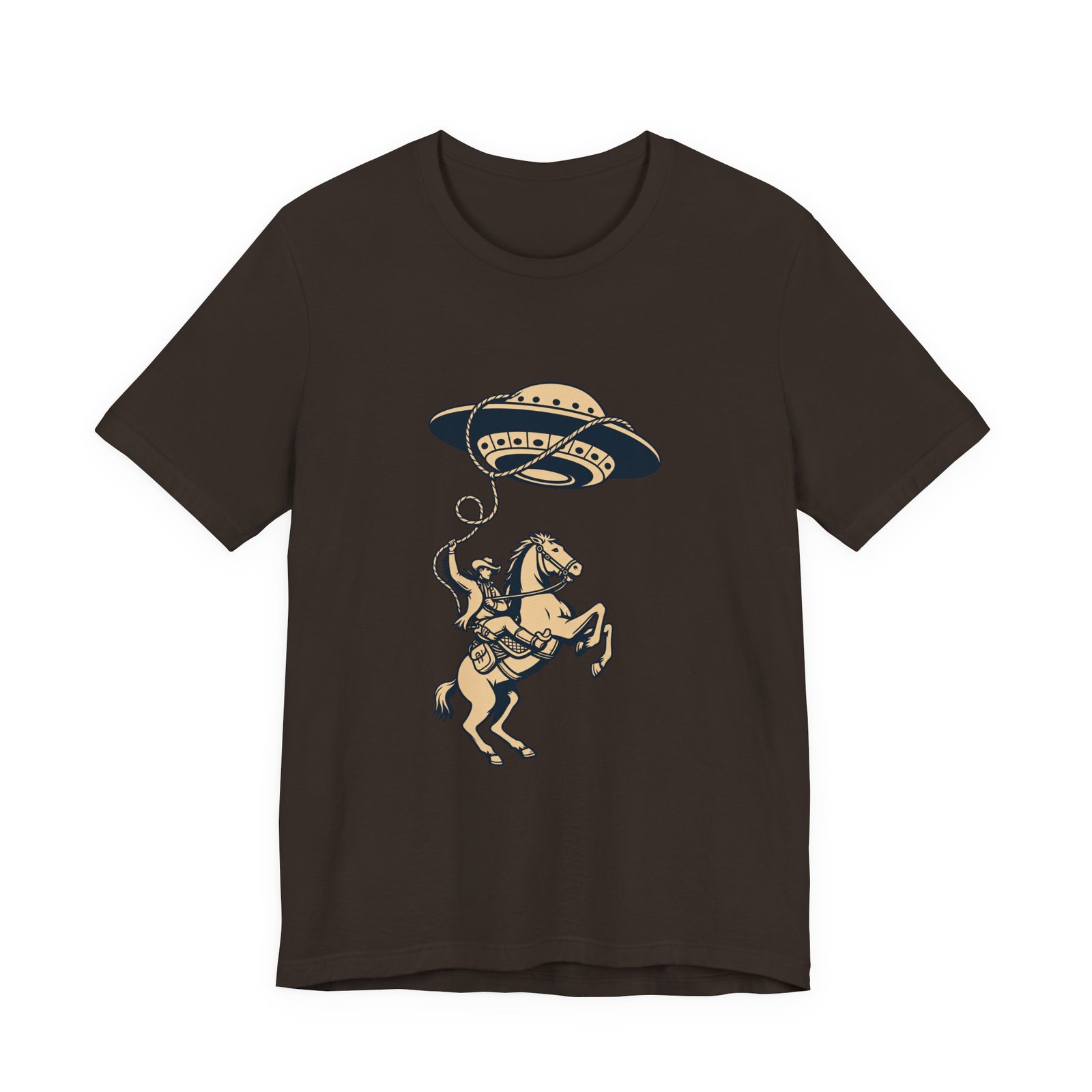 Cowboy Wrangling UFO Western Rodeo Sci Fi Graphic Tee - Image 9