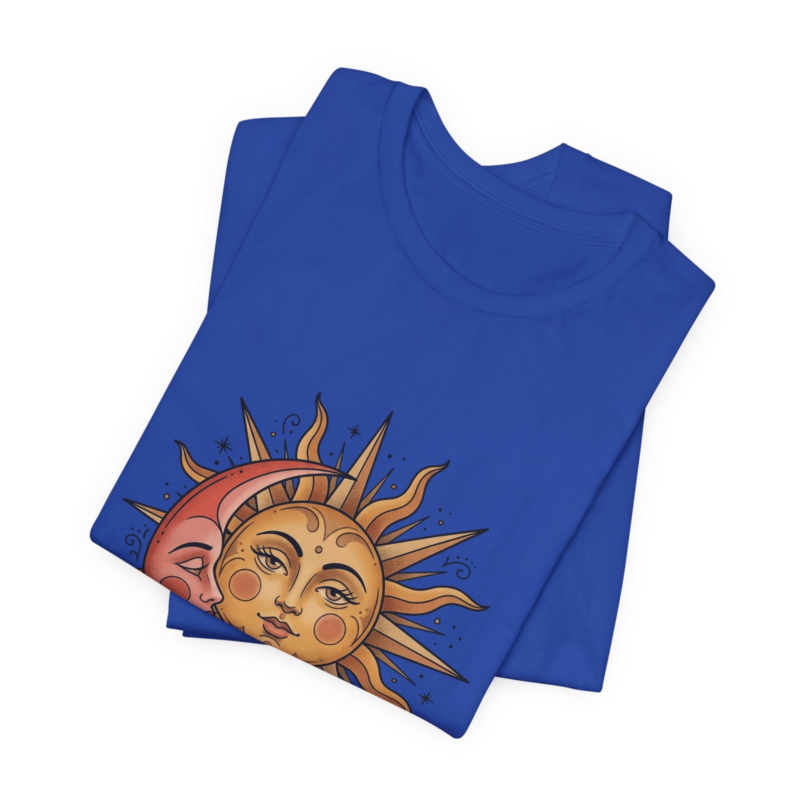 Sun Face Pink Crescent Moon Celestial Stars Graphic Tee - Image 31