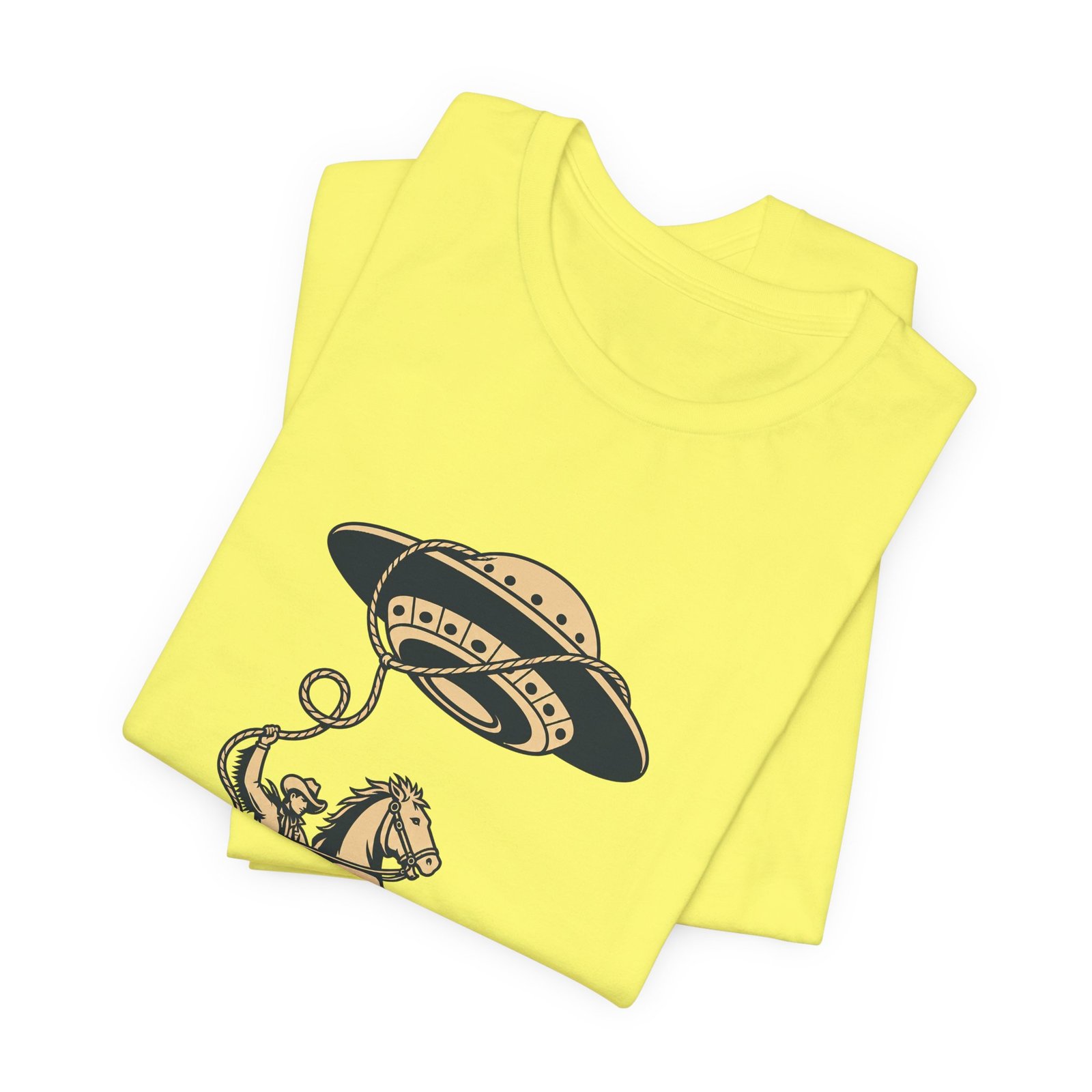 Cowboy Wrangling UFO Western Rodeo Sci Fi Graphic Tee - Image 19
