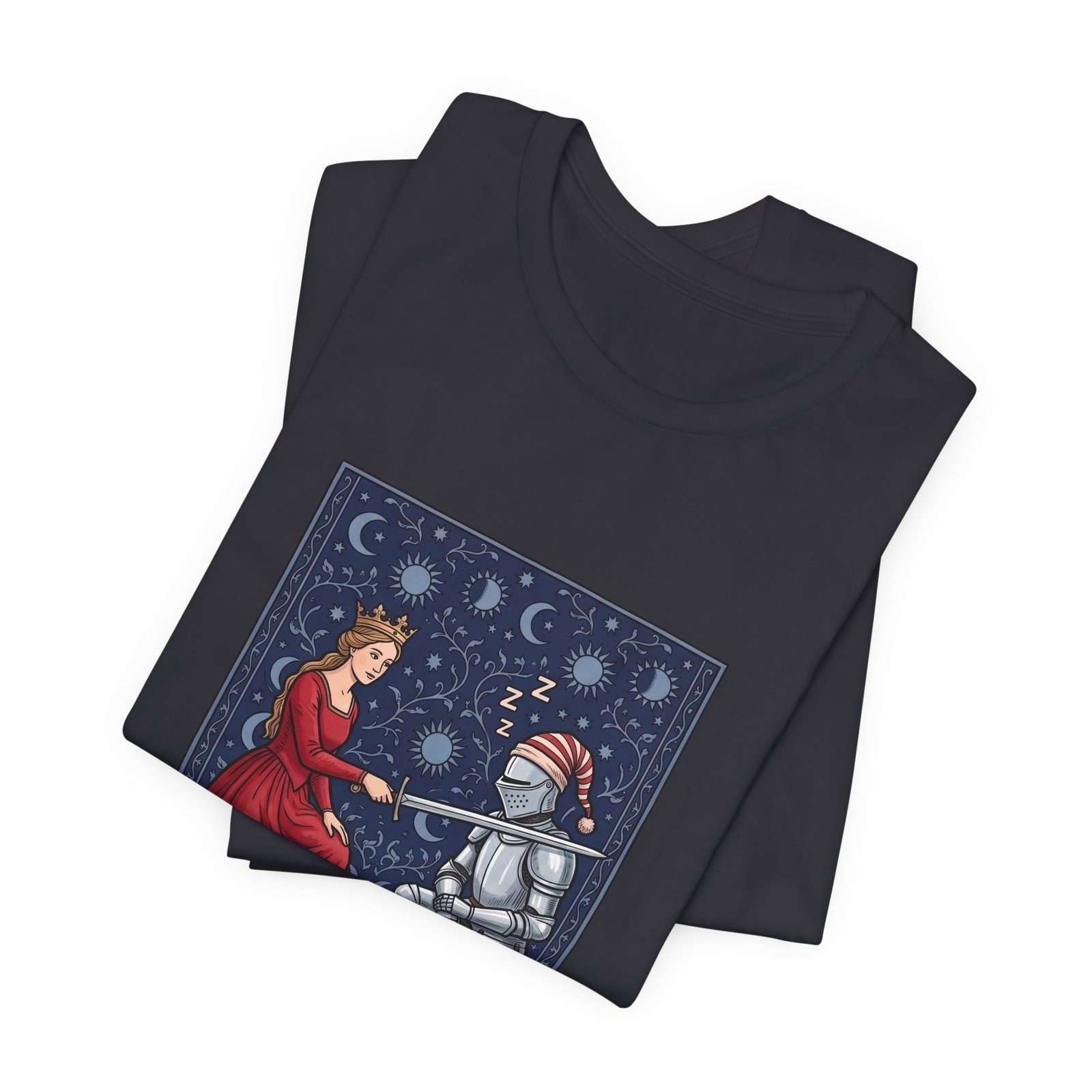 Sleepy Medieval Circadian Knight Humor Graphic Tee - Image 23