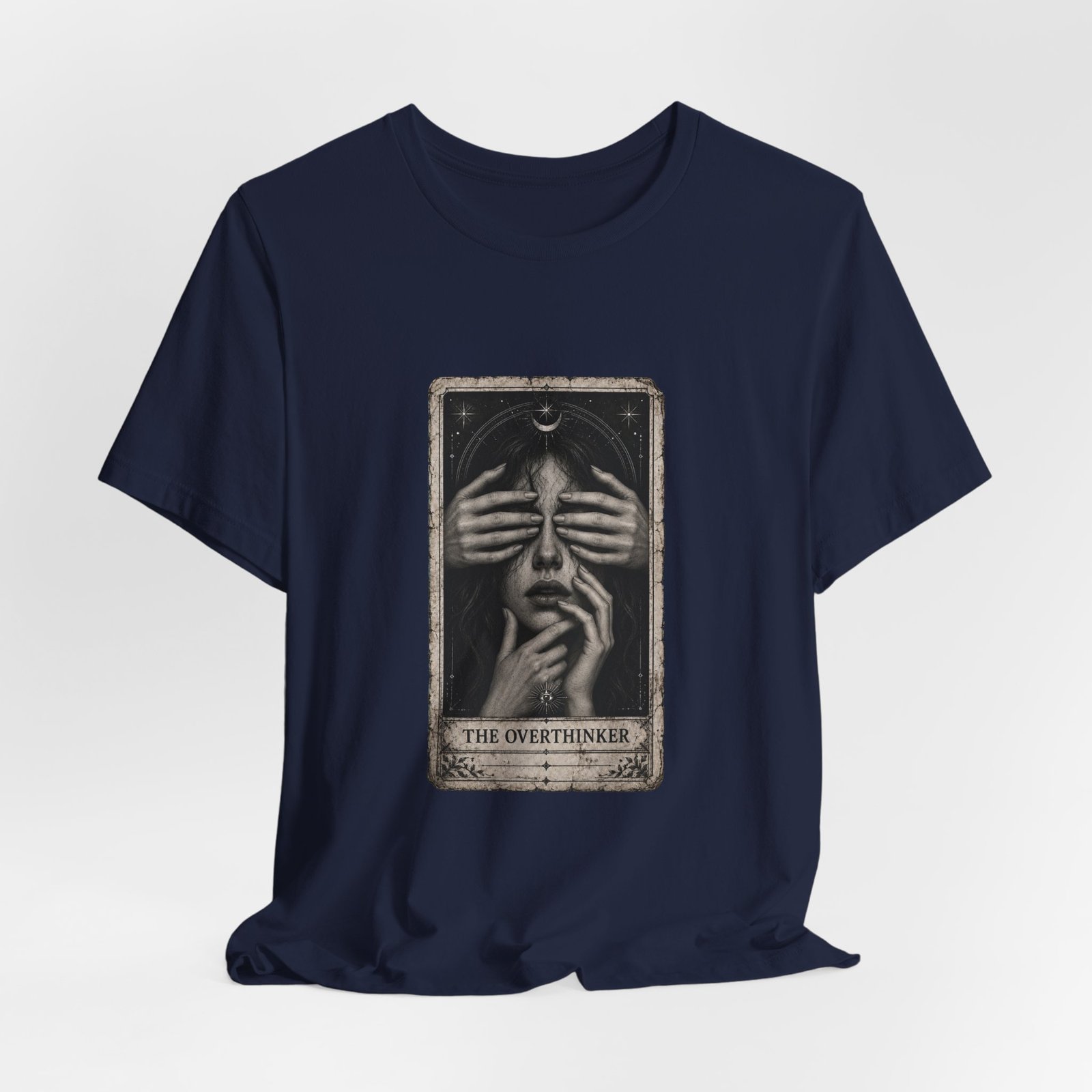 Overthinker Tarot Anxiety Mystic Card Graphic Tee - Image 36
