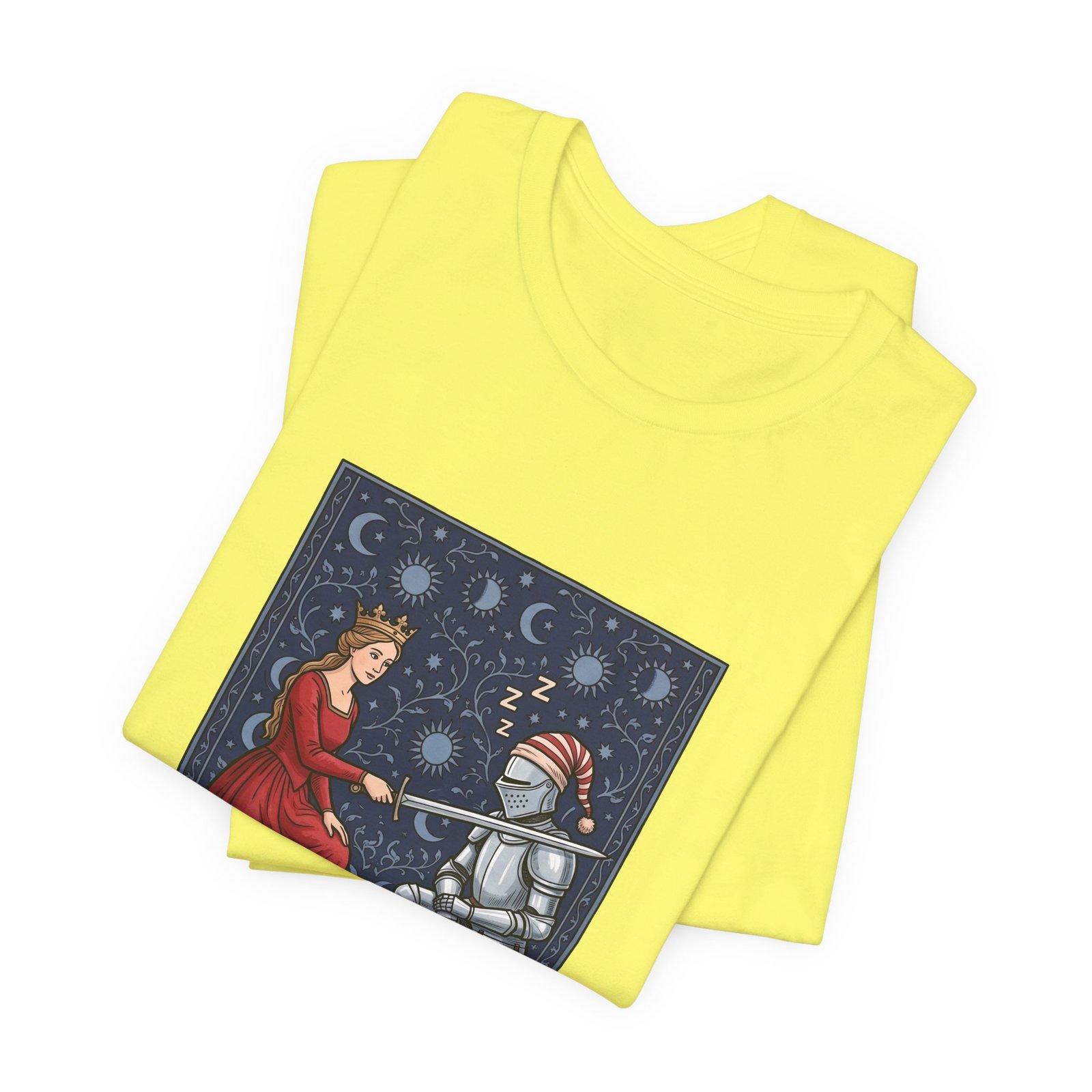 Sleepy Medieval Circadian Knight Humor Graphic Tee - Image 19